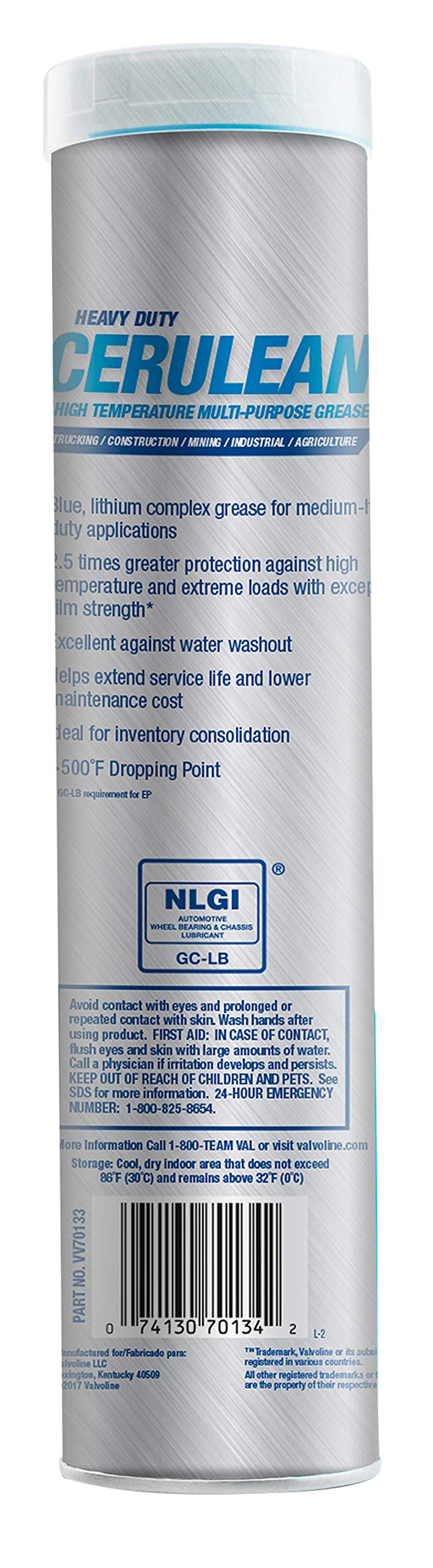 Valvoline Cerulean #2 Heavy Duty (Hd) Grease 14.1 Oz Cartridge