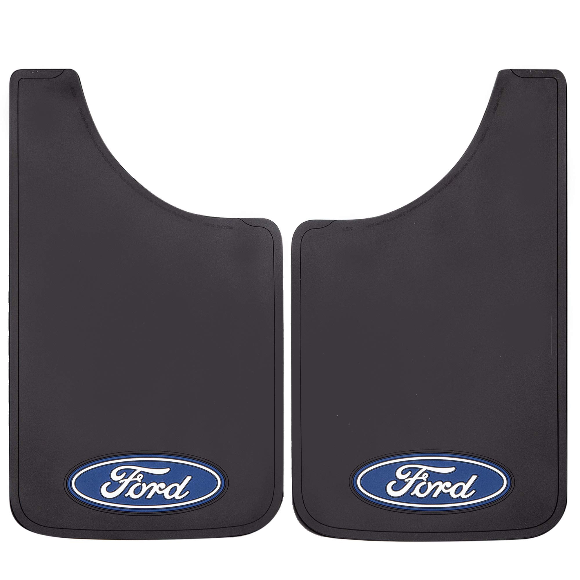 Plasticolor Ford Oval Logo Mud Guard Set of 2 - 11"x19", Black, Patented Fiberglass Reinforced PVC, Model 000539R01