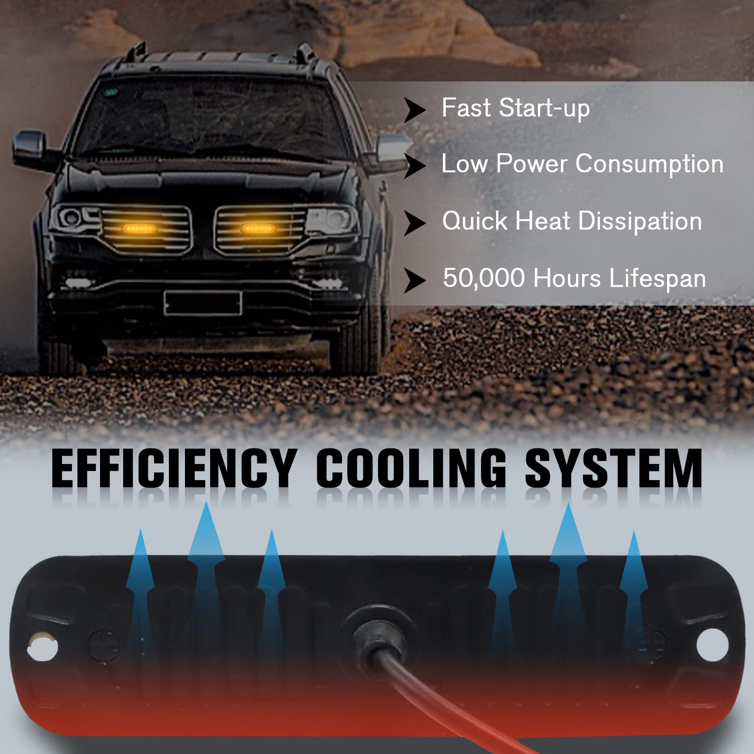 Dibms Led Strobe Warning Lights, 8X Amber Yellow Led Strobe Warning Emergency Flashing Light Caution Construction Hazard Light B