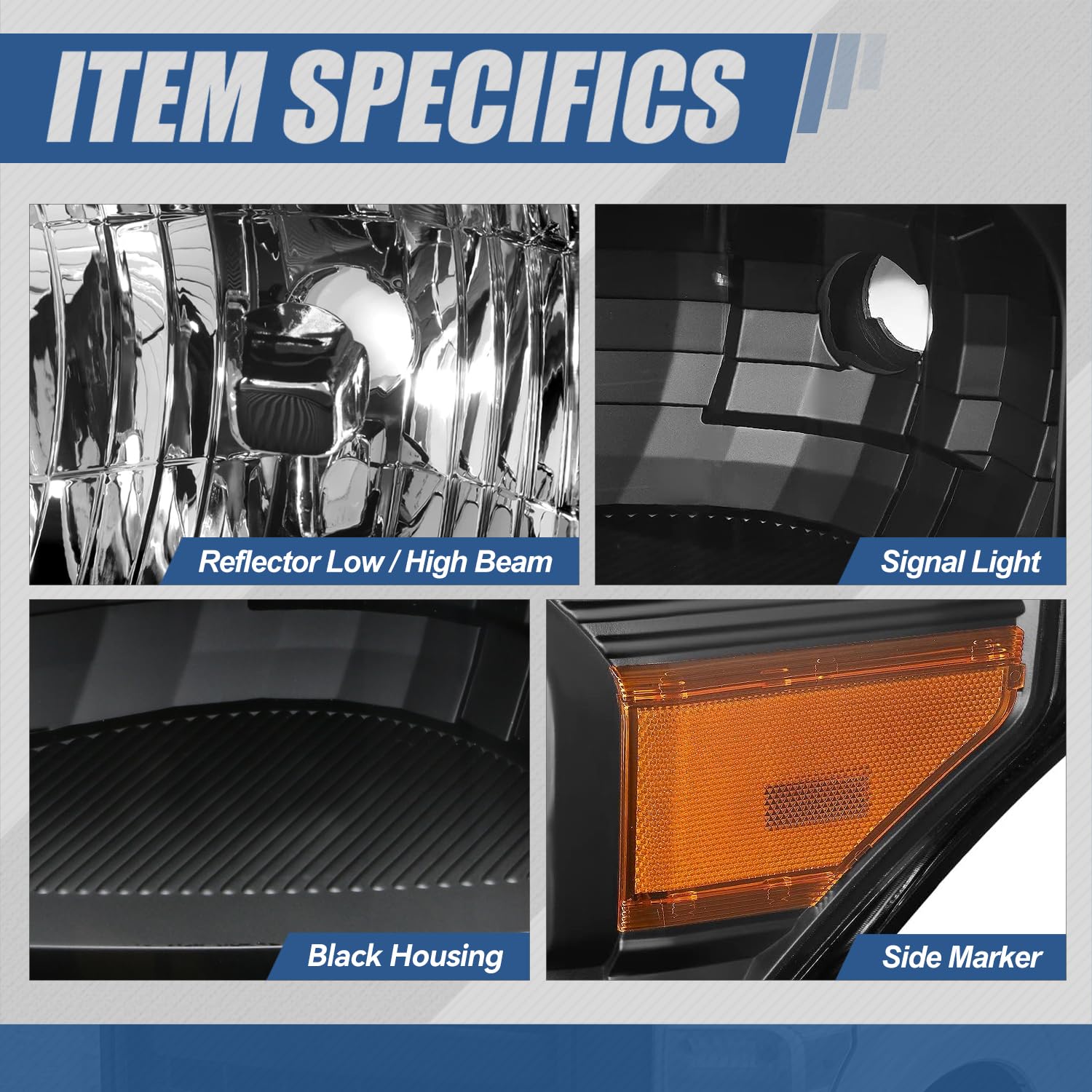 Auto Dynasty [Halogen Model Factory Style Headlights Assembly Compatible With Ford F-250 F-350 F-450 F-550 Super Duty 11-16, Bla