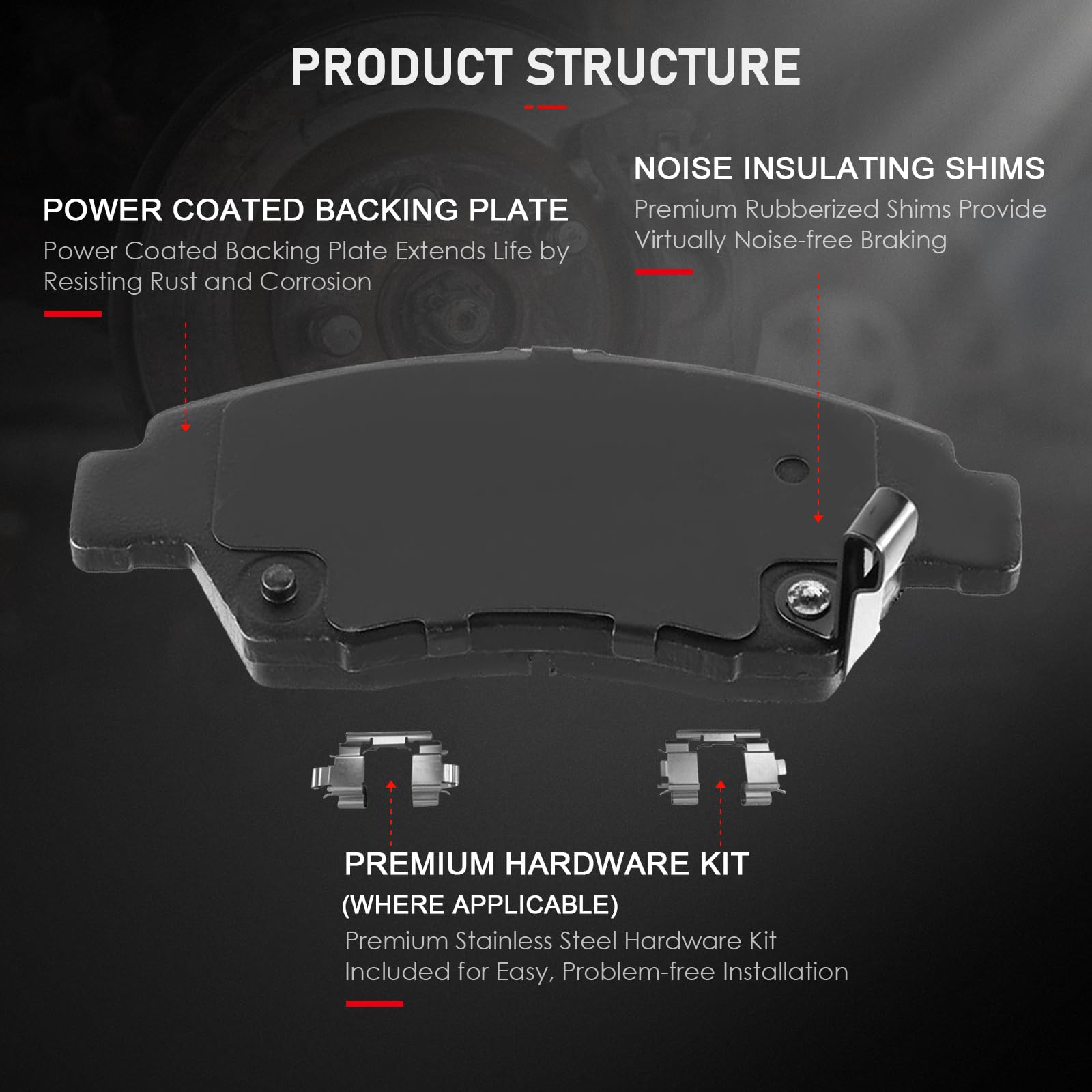 Cciyu D621 Ceramic Front Brake Pad Set Fit For 2003-2011 For Honda Civic