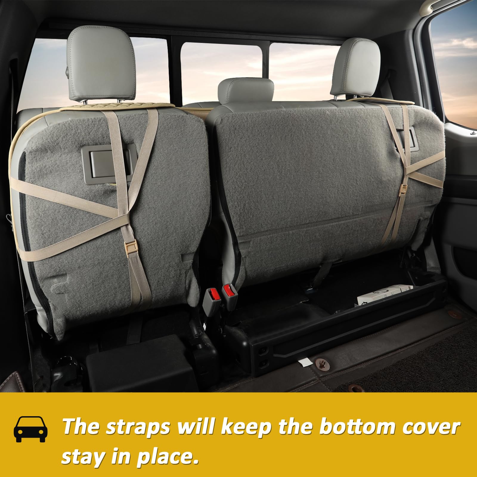 West Llama Pu Leather Car Seat Covers Protectors, Bottom Seat Covers For Cars Fit Ford F-150,F-250,F-350(Beige)