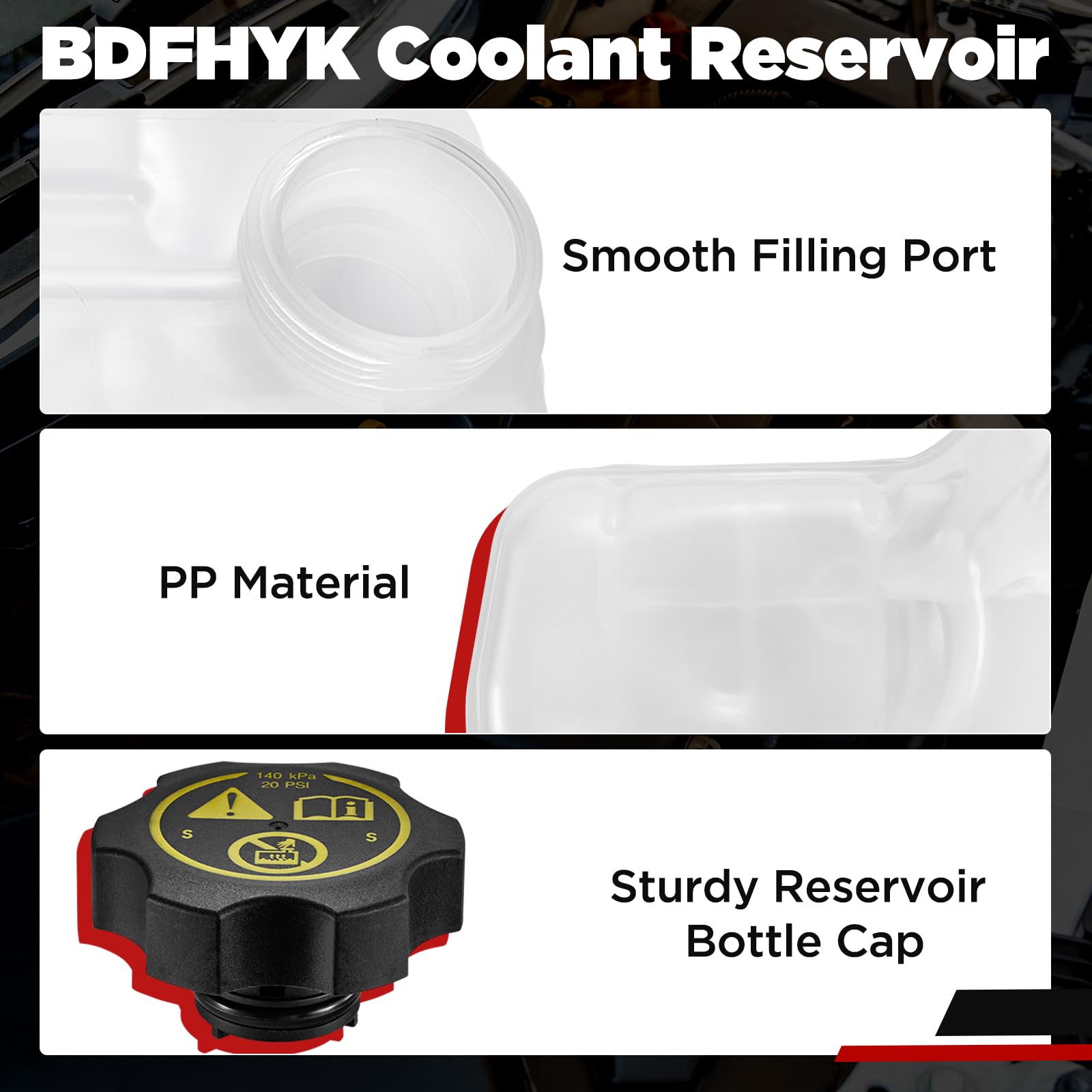 Bdfhyk Engine Coolant Expansion Reservoir Overflow Tank Compatible With Chevrolet Impala Malibu Limited Cadillac Xts Srx Buick Regal Lacrosse Allure Replace 603-385 Dakg-15110 13220124 13502353