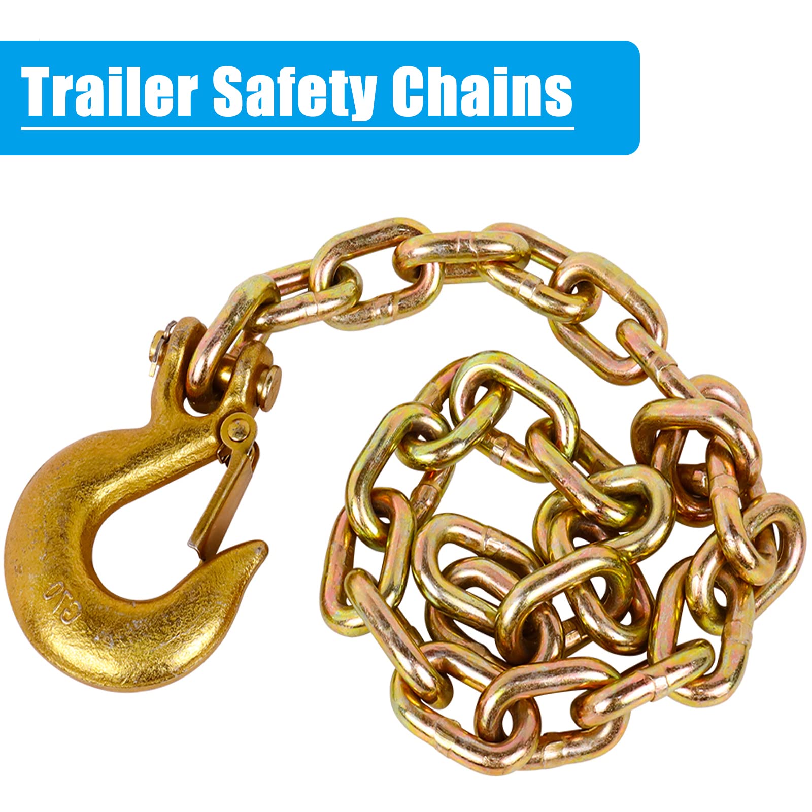 Tnyeobae 35'' Trailer Safety Chain With 5/16'' Clevis Snap Hook,Grade-70 Heavy Duty Binder Chain(Pack Of 2)
