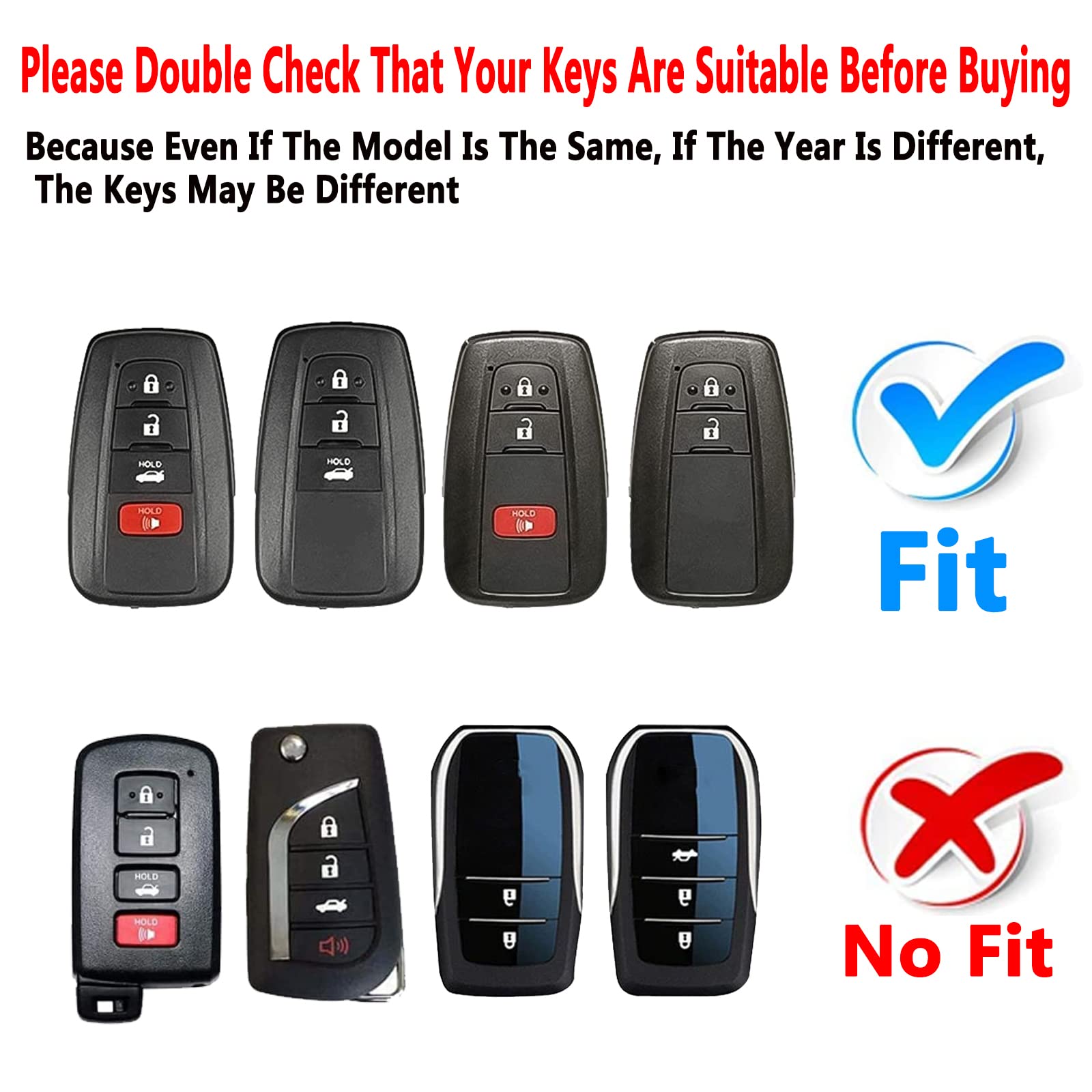 Yuebutor Key Fob Cover Case Compatible With Toyota 2019-2023 Camry Rav4 Highlander Corolla 4Runner Avalon C-Hr Prius (Black)