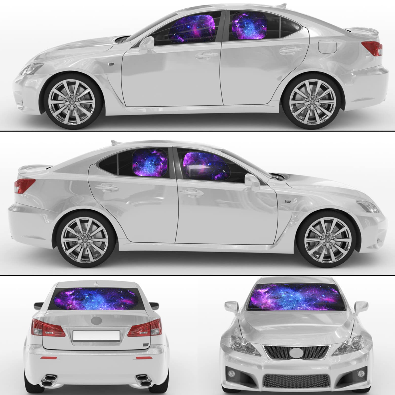 Moukeren 6 Pieces Car Windshield Sunshade Cover Set Car Window Sun Shades UV Rays Sun Visor Protector Auto Windshield Sunshades