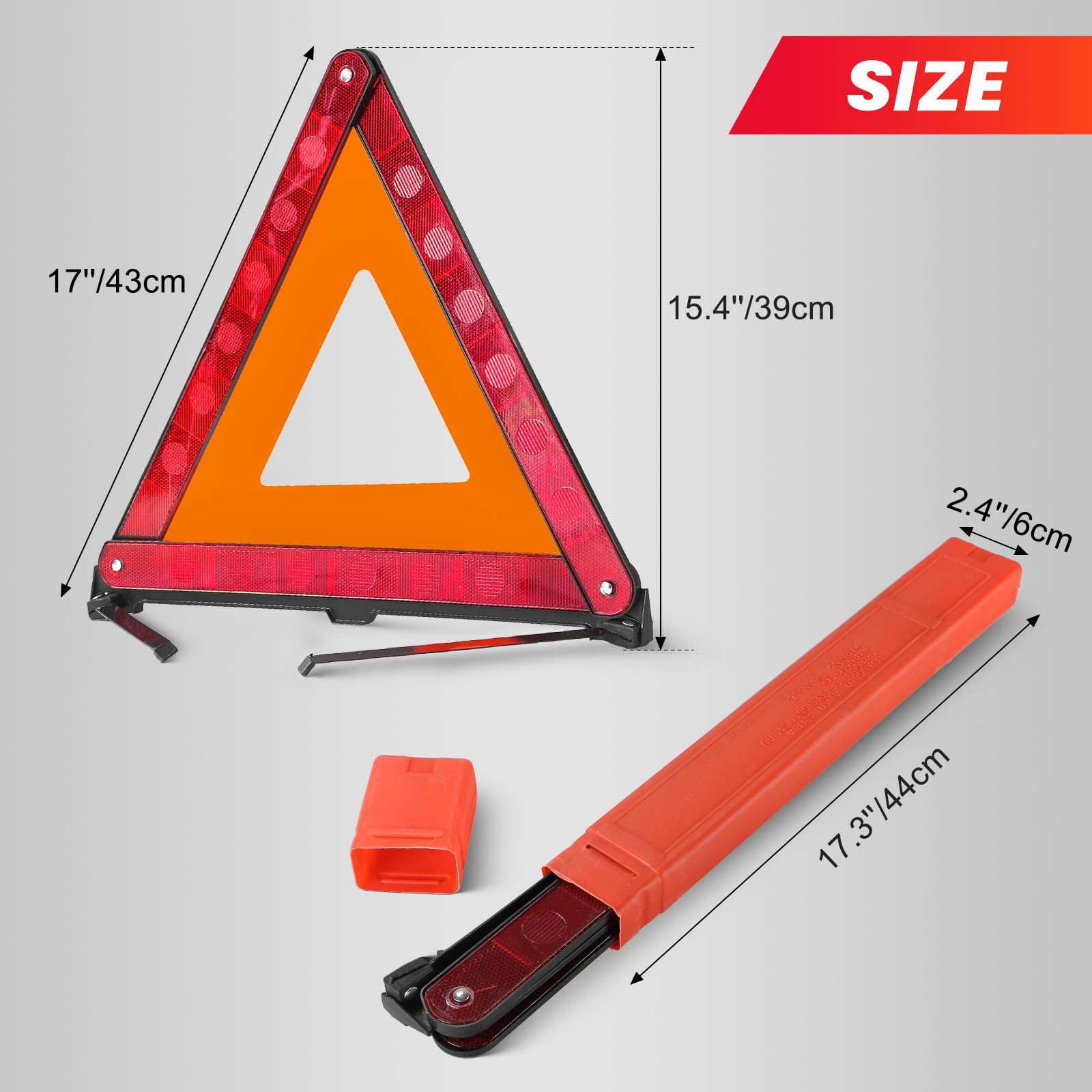 Dasbet Emergency Warning Triangles | Roadside Safety Triangle, 3 Pack Foldable Warning Reflective Triangle With Case For Vehicle