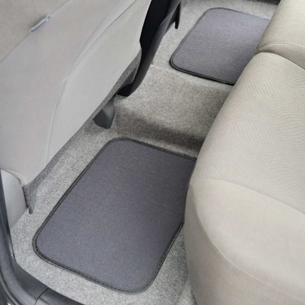 Premium 4Pc Set Of Carpet Car Floor Mats With Vinyl Safety Heel Pad For Car, Truck, Suv, Coupe Sedan, Medium Gray (Mt-100-Mg)