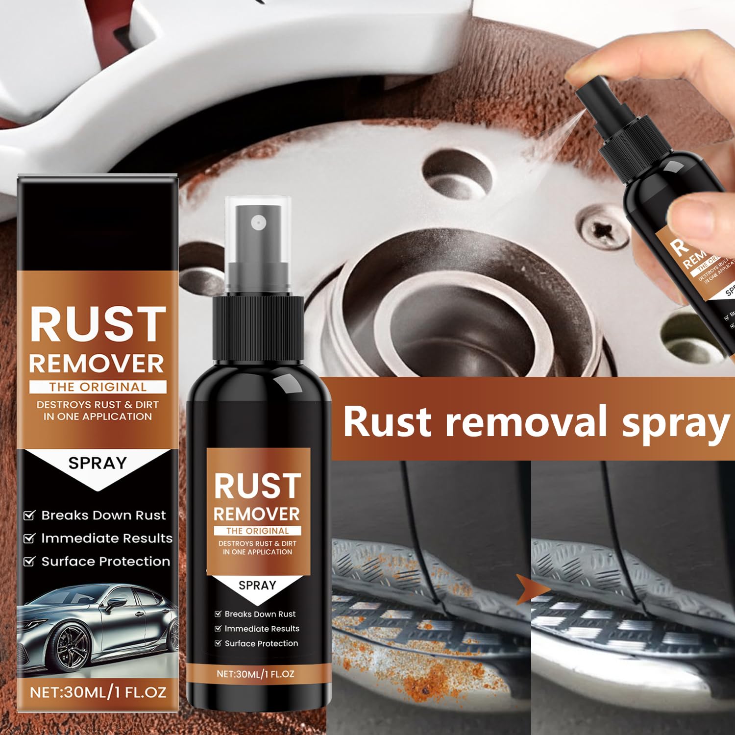 marveher Rust Remover Spray Heavy Duty Metal Cleaner, Upgrade Rust Remover for Metal, Multipurpose Rust Stain Remover Spray, Iro