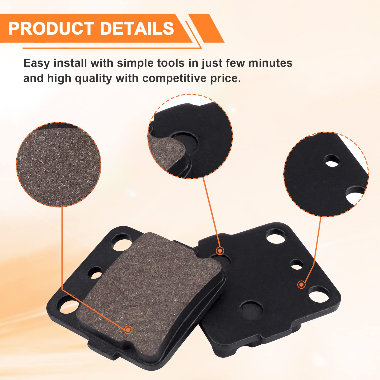 Front And Rear Brake Pads Replacement For Yamaha Raptor 350 Yfm350 Yfm350Rse2 Raptor 660R Yfm660R Honda Fourtrax 250 Trx250 Trx2