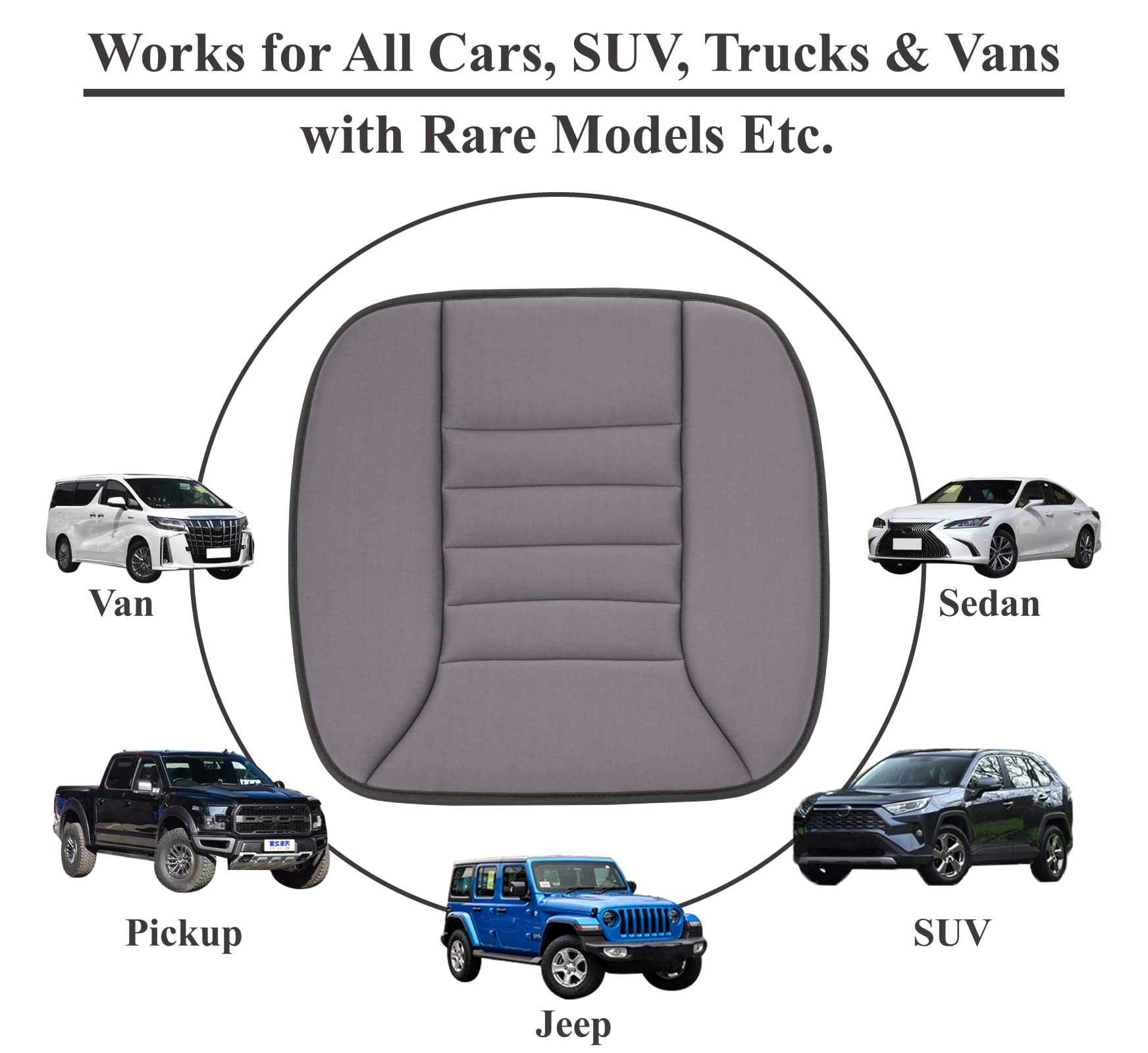 Kingphenix Car Seat Cushion With 1.2Inch Comfort Memory Foam, Seat Cushion For Car And Office Chair (Grey)