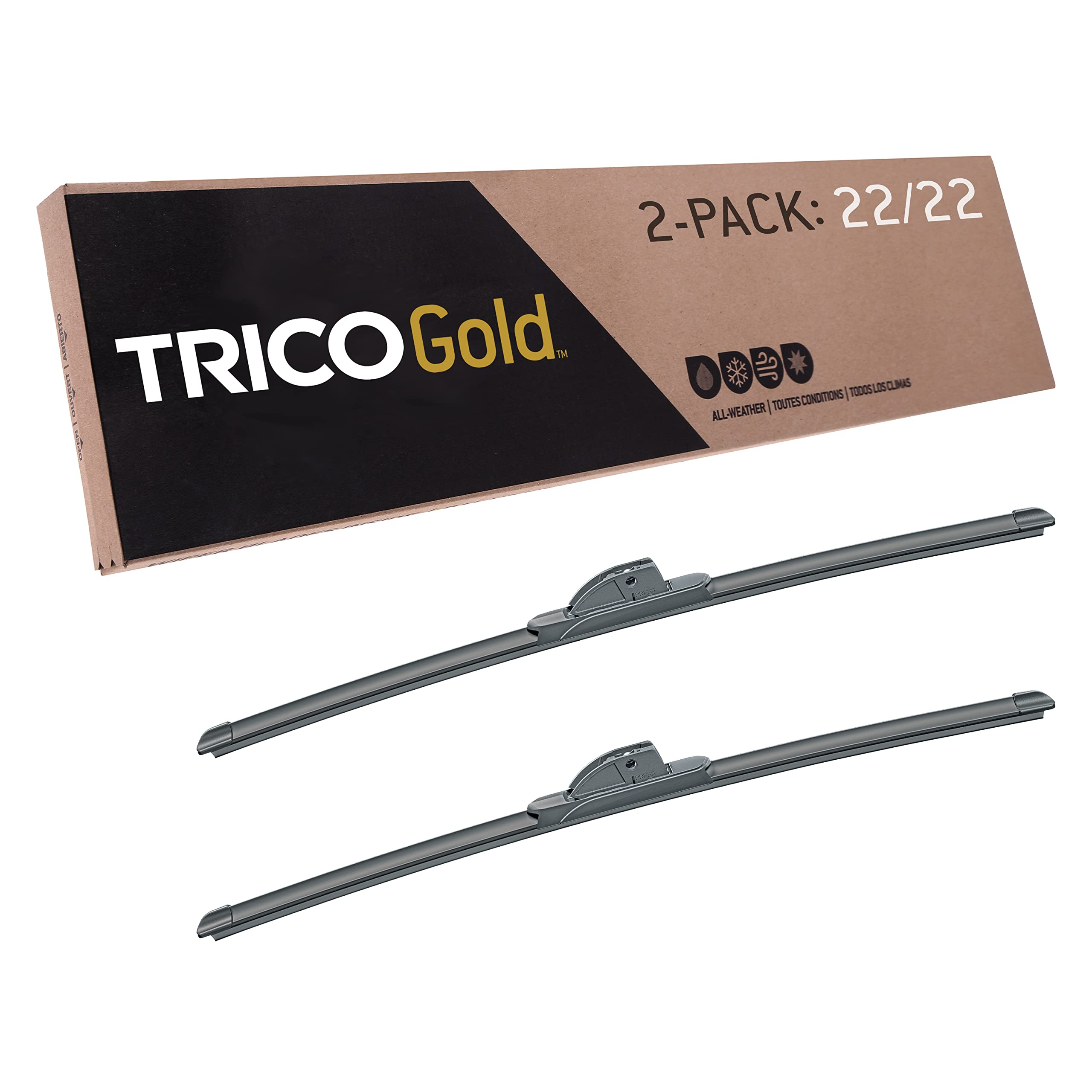 TRICO Gold (18-2220) 22 & 20 Inch Pack of 2 Automotive Replacement Windshield Wiper Blades for My Car Super Premium All Weather 