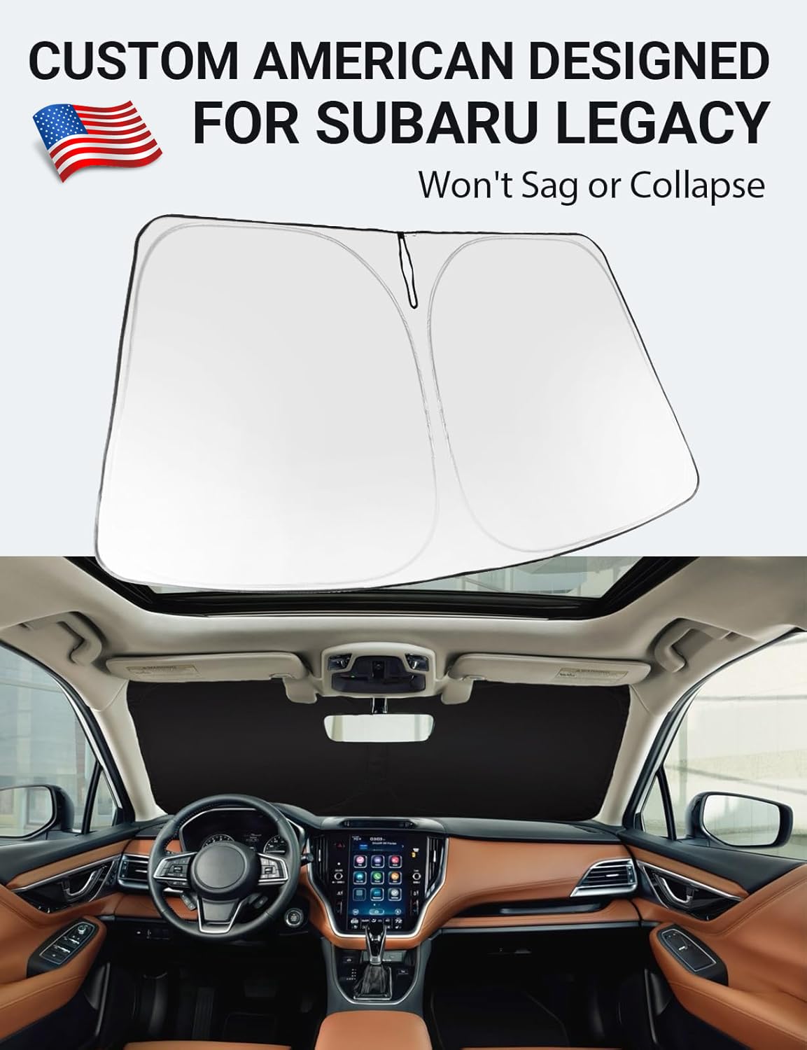 Proadsy 2025 Upgrade Windshield Sun Shade Custom Fit 2020-2023 2024 2025 Subaru Legacy Foldable Front Sunshade Protector Sun Vis