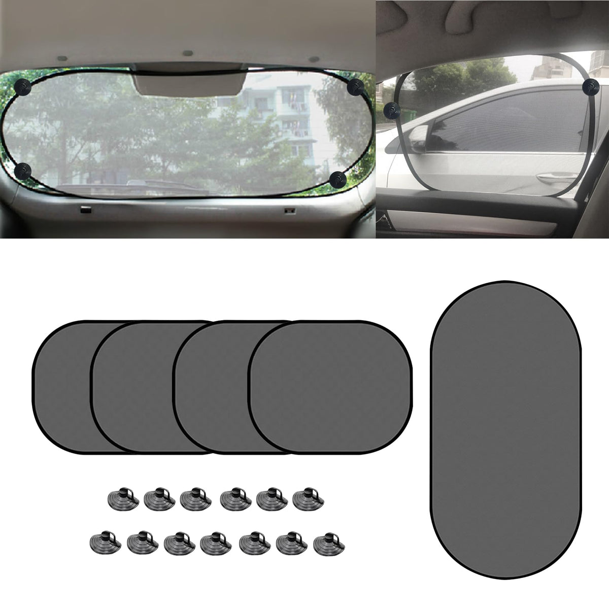PACLVIO 5PCS Car Window Shades, Auto Sun Shades for Side and Rear Windows, Sun Shade with Suction Cup, Sun Glare and UV Rays Pro