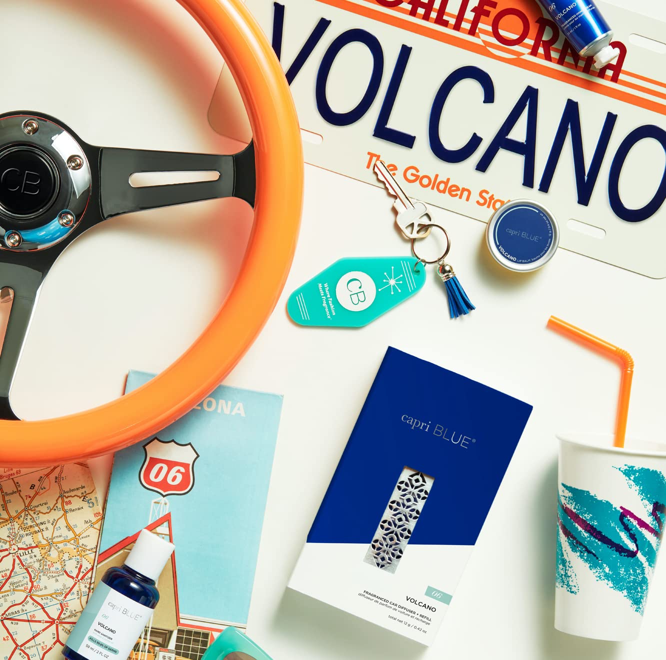 Capri Blue Volcano Car Diffuser with Refills - Tropical Fruit Scent, 4 Count, White - Model CB-553-VOL-R