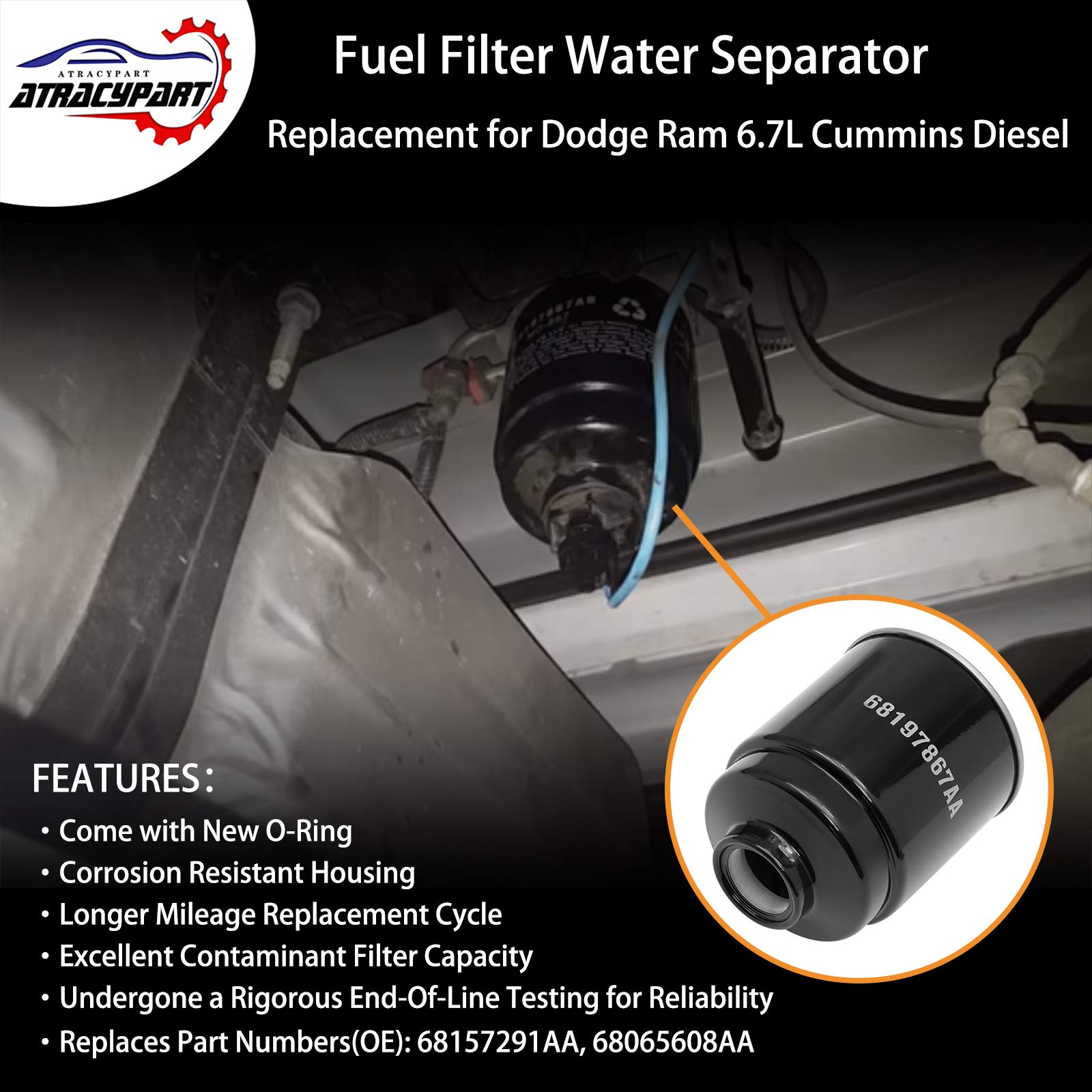 6.7L Cummins Fuel Filter Water Separator Set | Replacement For 2013-2018 Dodge Ram 2500 3500 4500 5500 6.7L Cummins Turbo Diesel