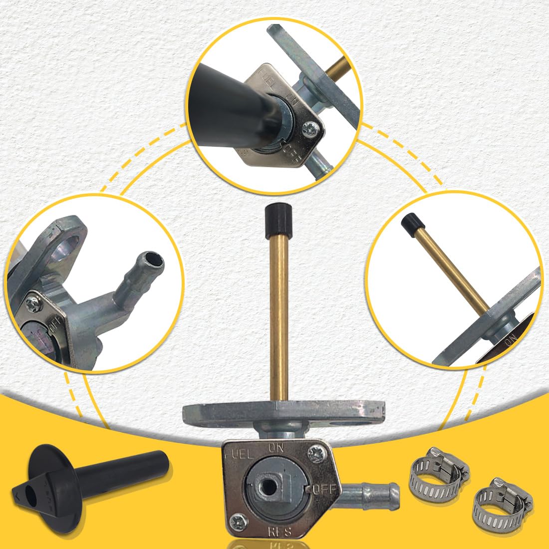 Fuel Tank Petcock Valve With Lever Screw Fits For 1997-2014 Honda Recon 250 Trx250Te Trx250Tm 2X4 Es Fourmax Rancher Trx350 Atv Replaces 16950-Hm8-003 16950-Hn7-003