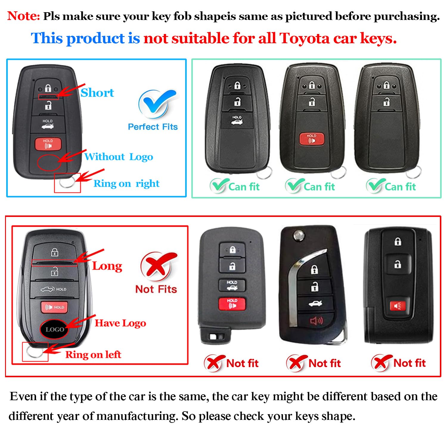 Qbuc For Toyota Key Fob Cover With Keychain Tpu Suitable For 2018-2022 Toyota Camry Rav4 Avalon C-Hr Corolla Highlander Gt86 (Style 1-Silver)