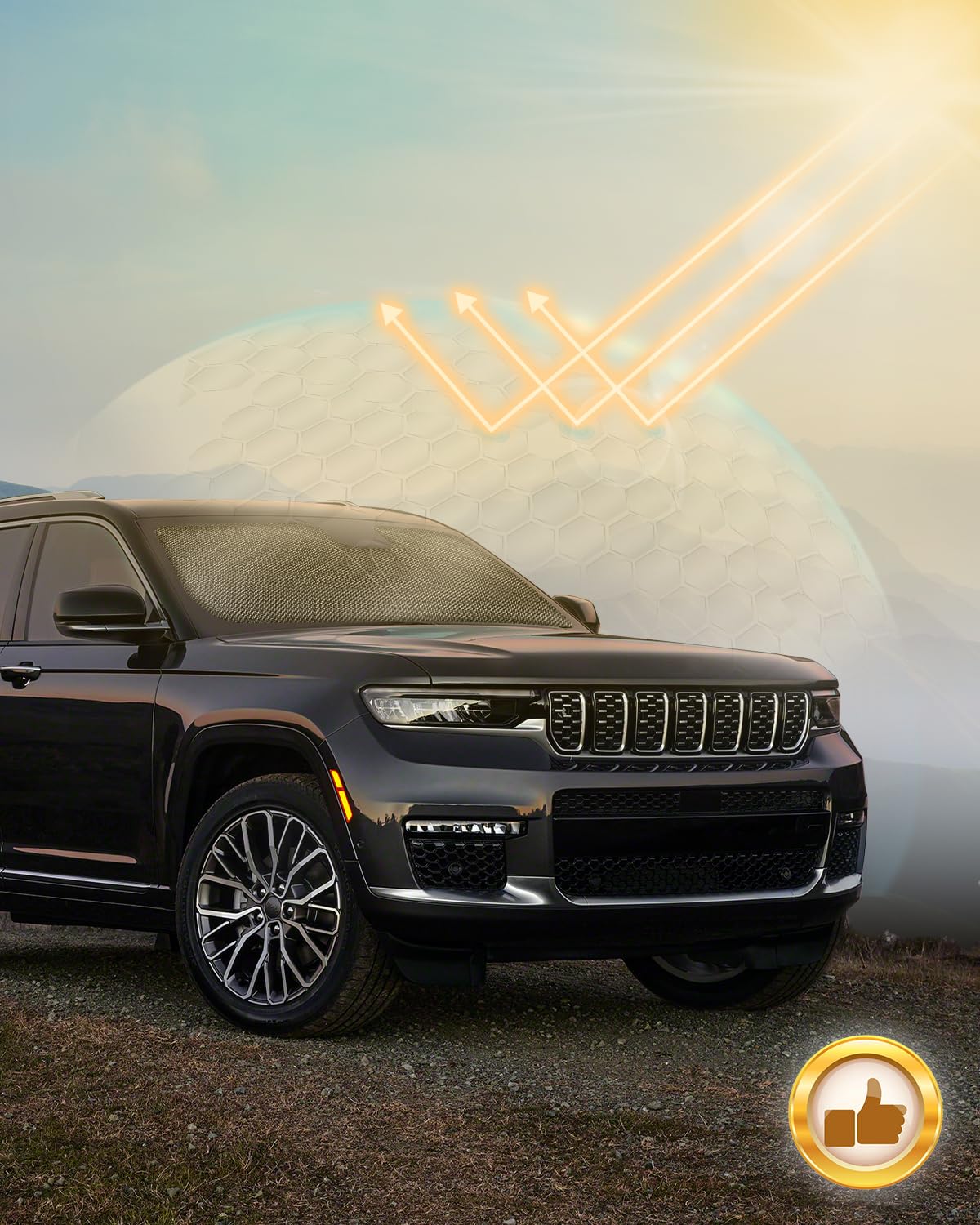 Mixsuper Liner Windshield Sun Shade For Jeep Grand Cherokee L 2021-2025 Windshield Sunshades For Grand Cherokee L Accessories Fr