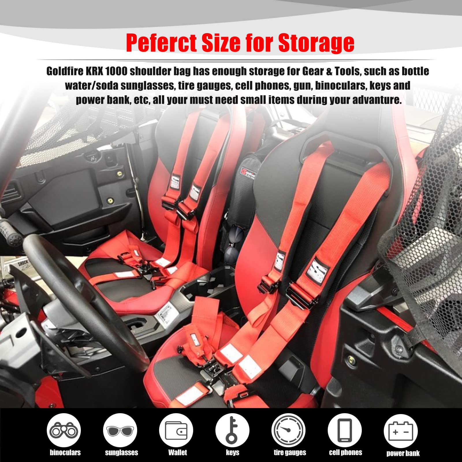 Goldfire Kawasaki Teryx Accessories, Offroad Universal Center Bag Utv Cab Pack Center Seat Bag Utv Between Seat Shoulder Bag Com