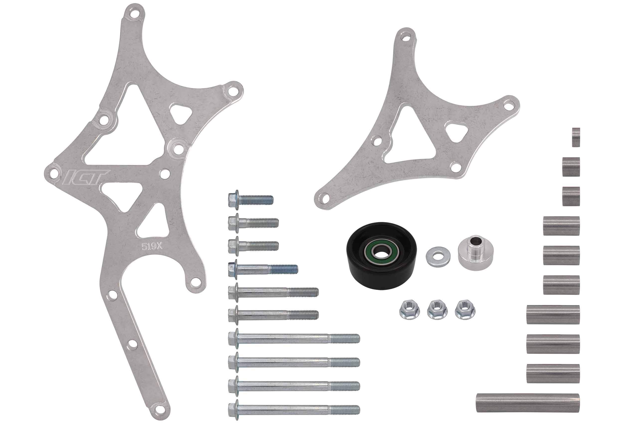 ICT Billet LS Truck/SUV Alternator & Power Steering Pump Bracket, Model 551519X-3, Aluminium, Natural Finish, Fits 1999-2014 Silverado/Sierra