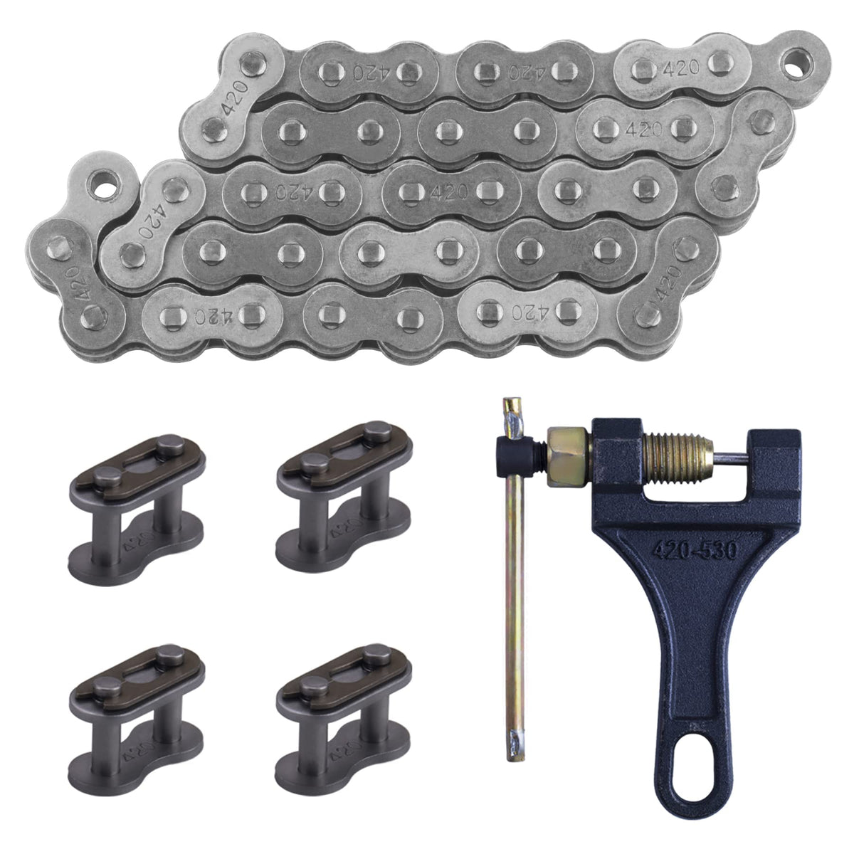 CNCMOTOK 420 Jackshaft Chain 42Link+ Chain Breaker, fit for Coleman BT200X CT200U Trail 200 CT200U-EX Baja TrailMaster Warrior H