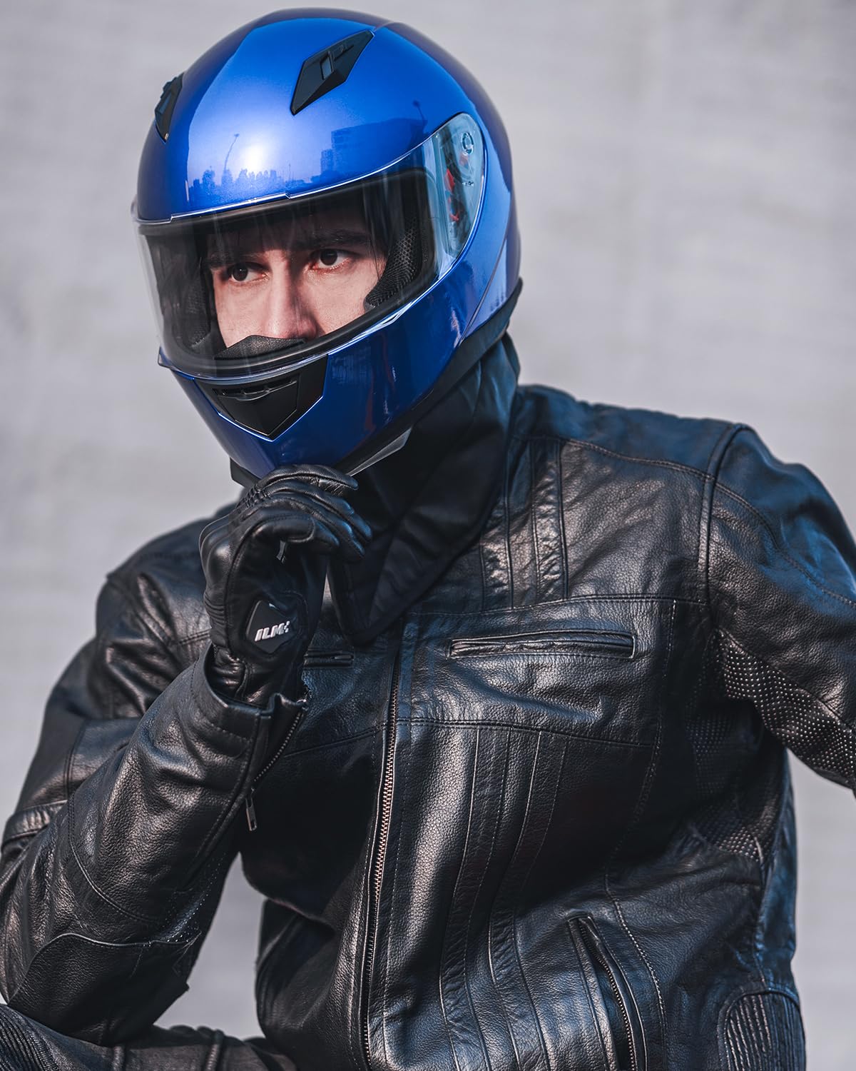 Ilm Full Face Motorcycle Street Bike Helmet With Removable Winter Neck Scarf + 2 Visors Dot Model-Jk313 (S, Blue)