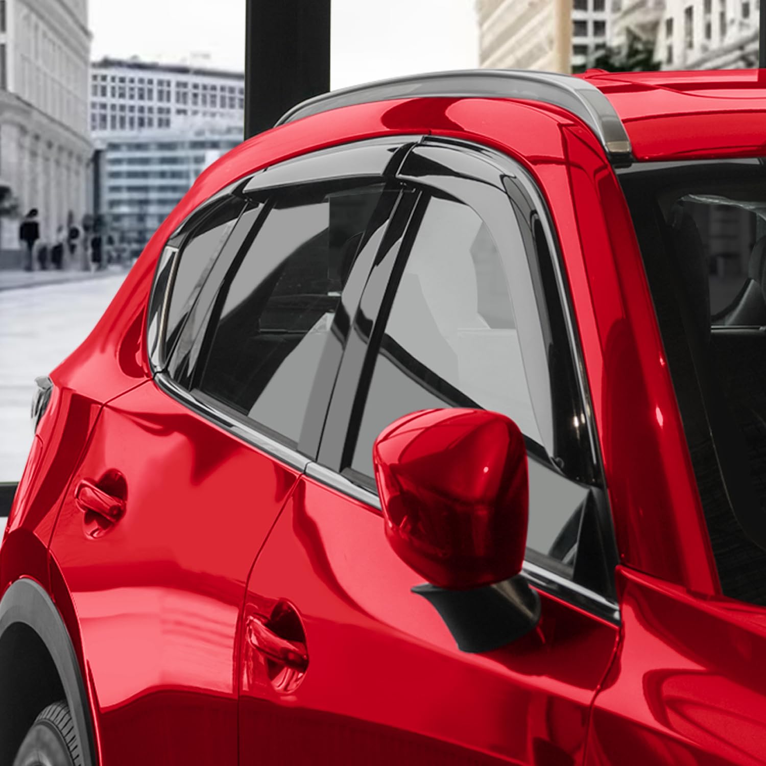 Voron Glass Tape-On Extra Durable Rain Guards For Mazda Cx-5 2017-2025, Window Deflectors, Vent Window Visors, 6 Pieces - 100809