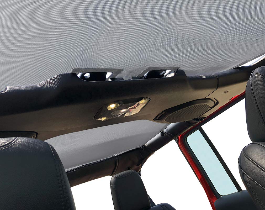 Shadeidea Sun Shade Top For Jeep Wrangler Top Sunshade Jl (2018-2023) Unlimited 4 Door Front And Rear-Gray Mesh Screen Sunshade