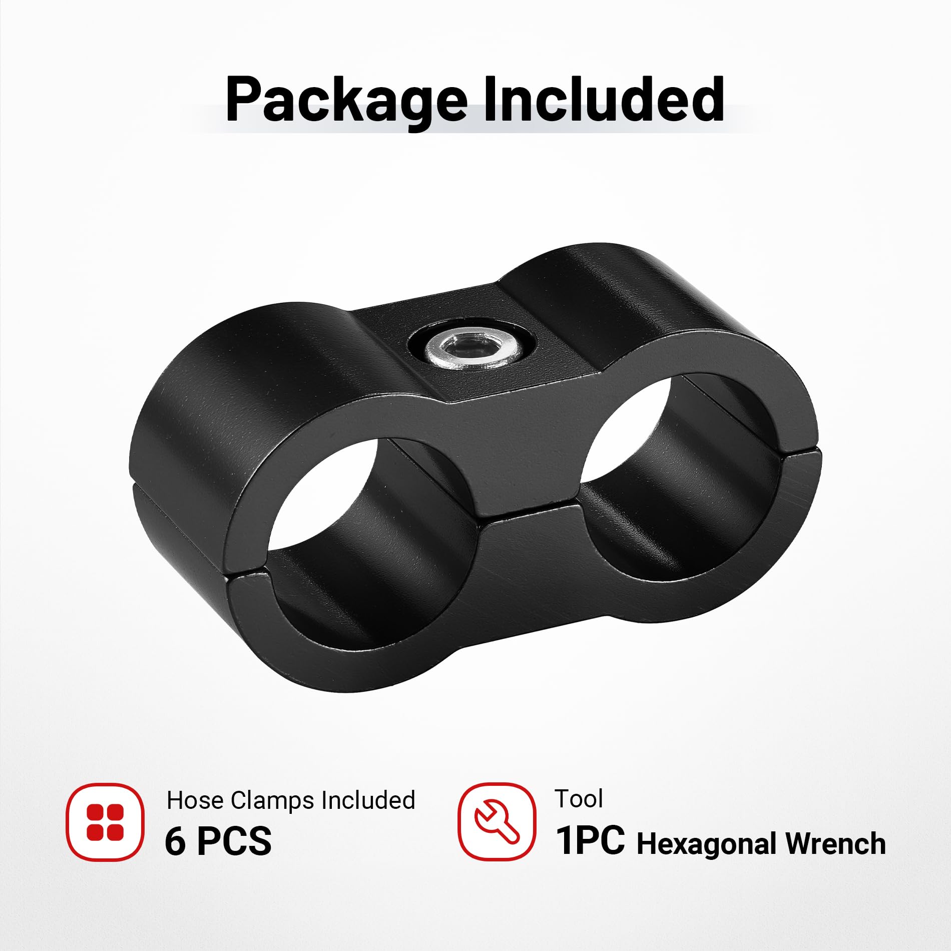 Evil Energy 4An Hose Separator Clamp, An4 Fuel Line Mounting Clamp Aluminum Black 10Pcs