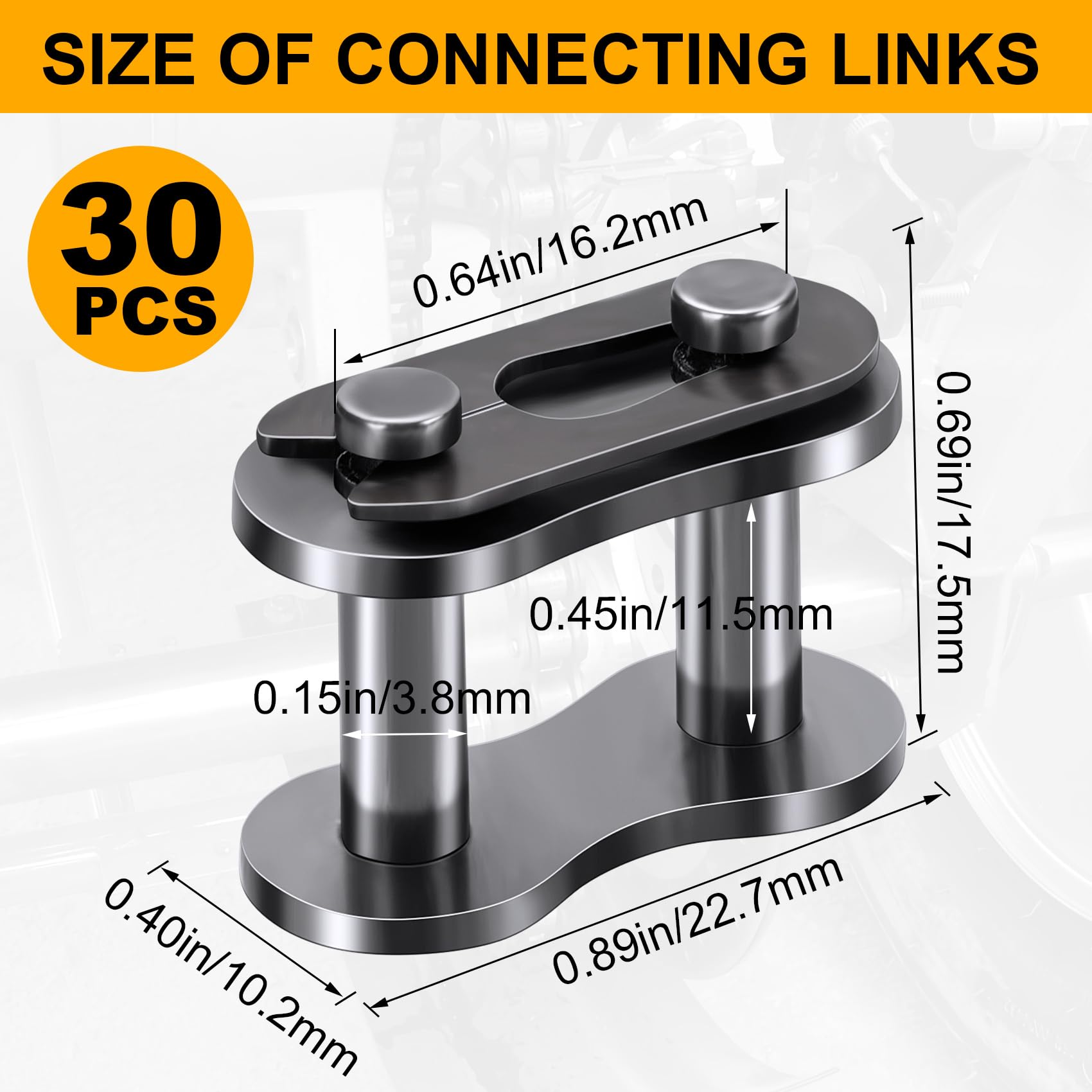 Pagow 30Pcs 40 Roller Chain Connecting Links, Master Connector Link, Heavy Duty Manganese Steel