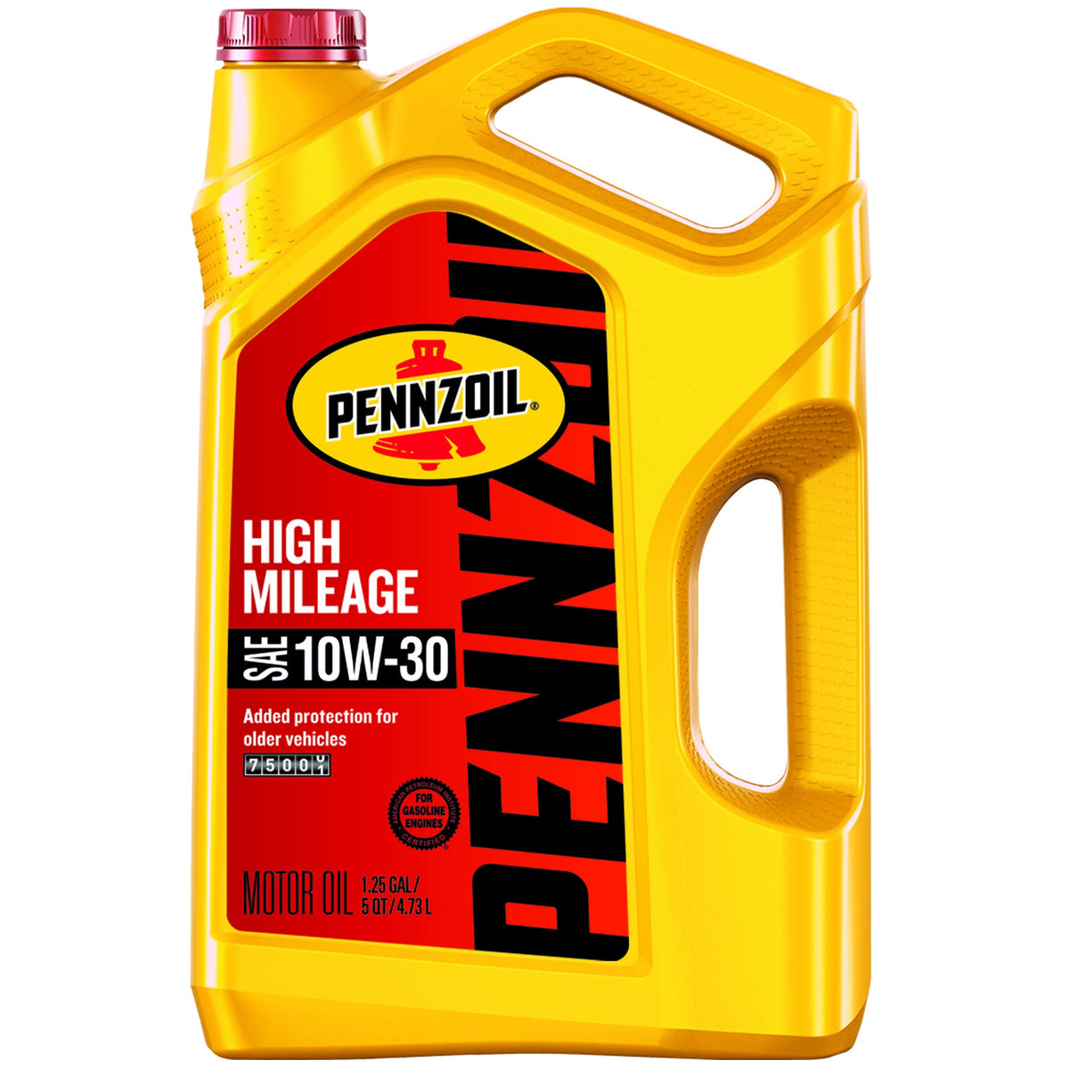 Pennzoil High Mileage Conventional 10W-30 Motor Oil For Vehicles Over 75K Miles (5-Quart, Single-Pack)