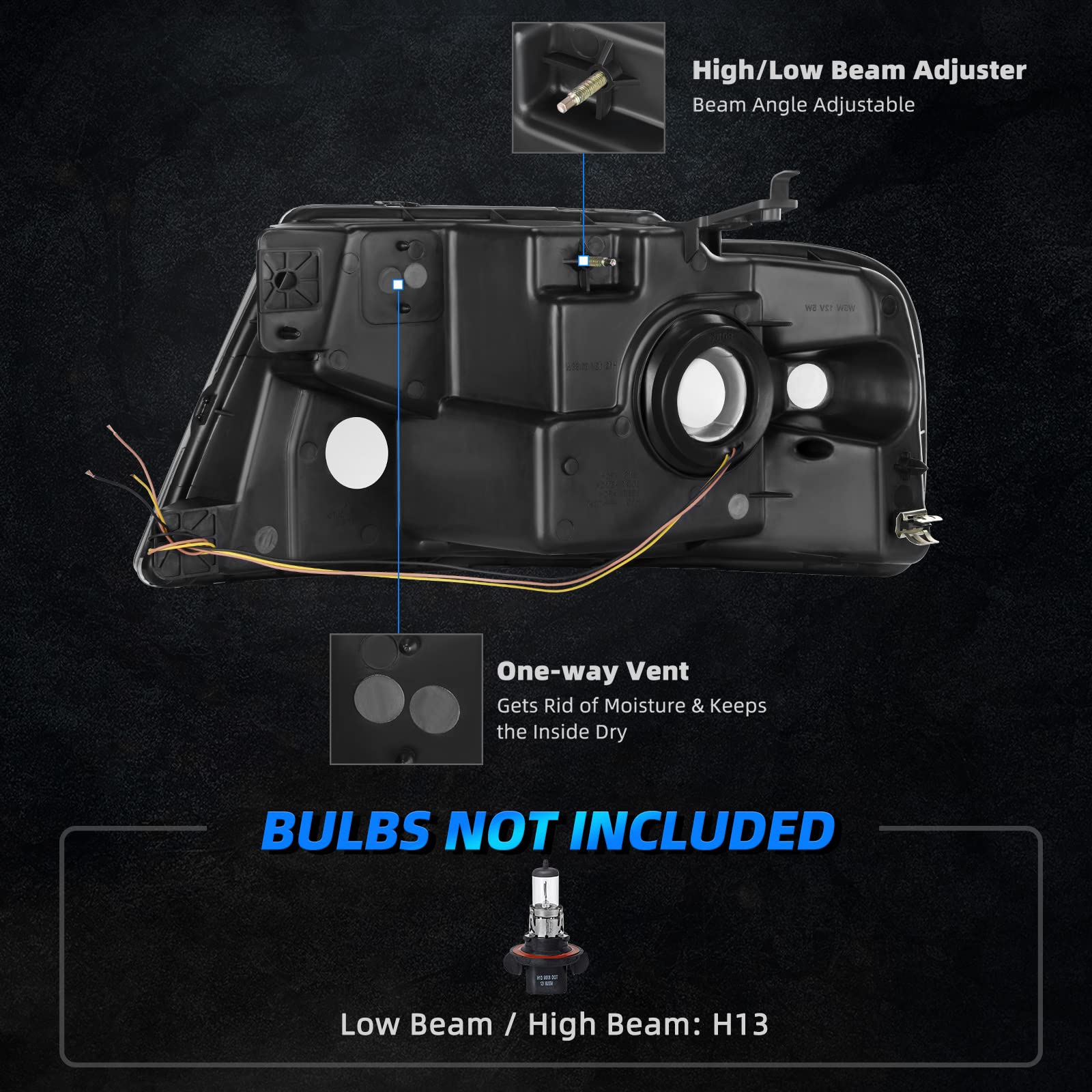 Autosaver88 Switchback Led Tube Headlights Assembly Compatible With 2004-2008 Ford F150 F-150 Drl Headlight Headlamp Replacement