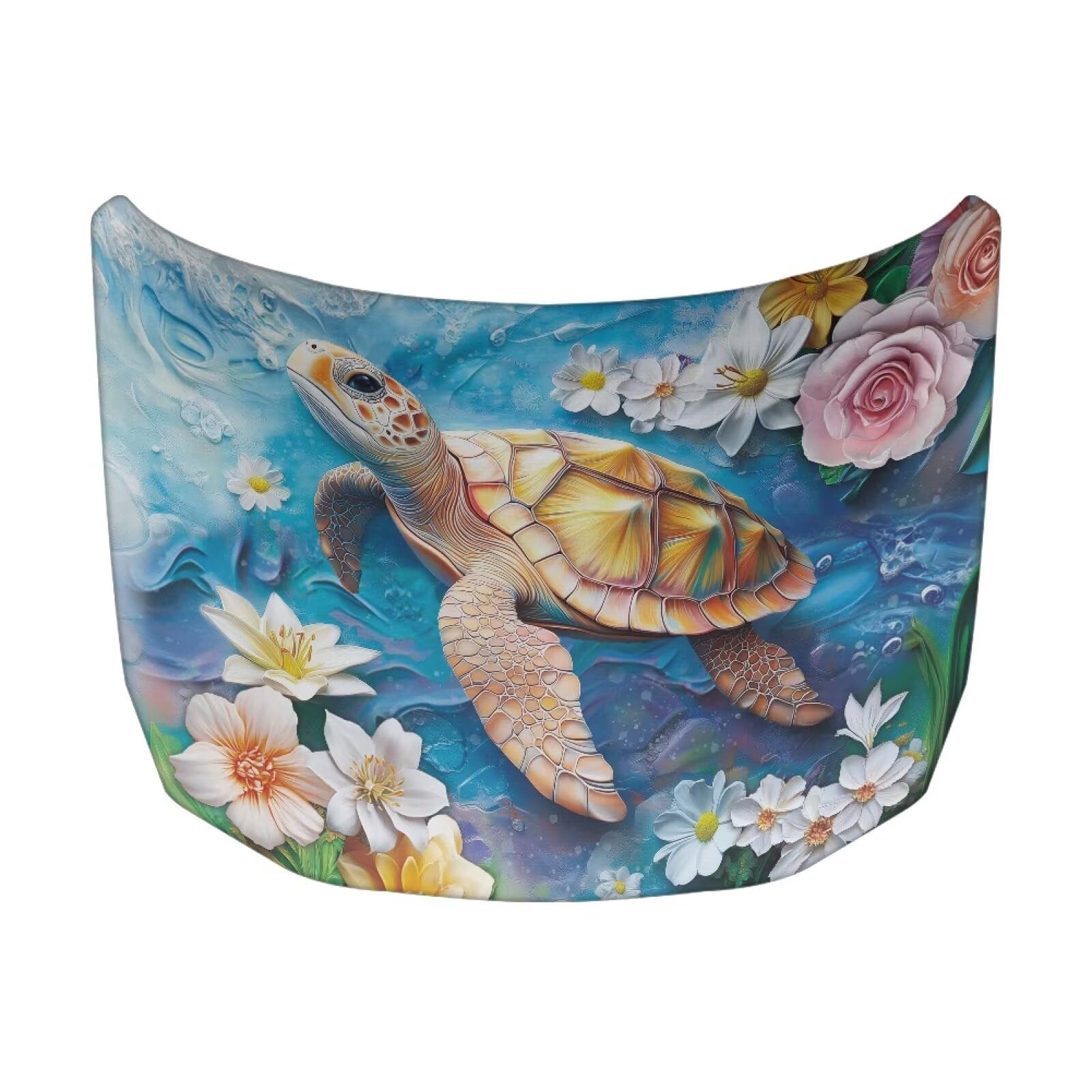 Qiyupavto 59  39 Inch Sea Turtle Print Car Hood Cover Protector for SUV Sedans Trucks, Elastic Polyester Waterproof Sun-Proof Au