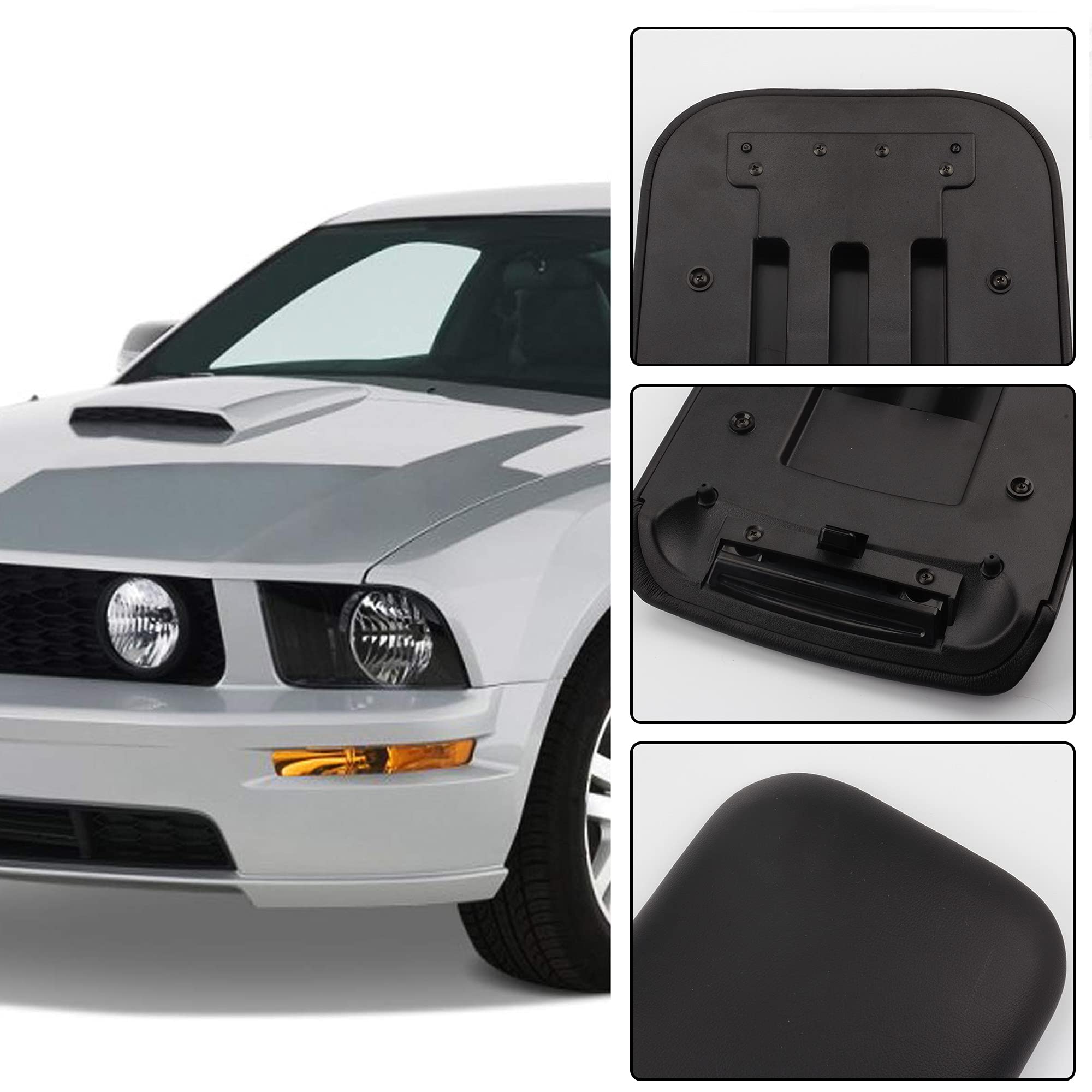 Dasbecan Center Console Armrest Lid Top Pad Compatible With Ford Mustang 2005-2009 Replaces# 5R3Z6306024Aac 5R3Z-6306024-Aac (Black)