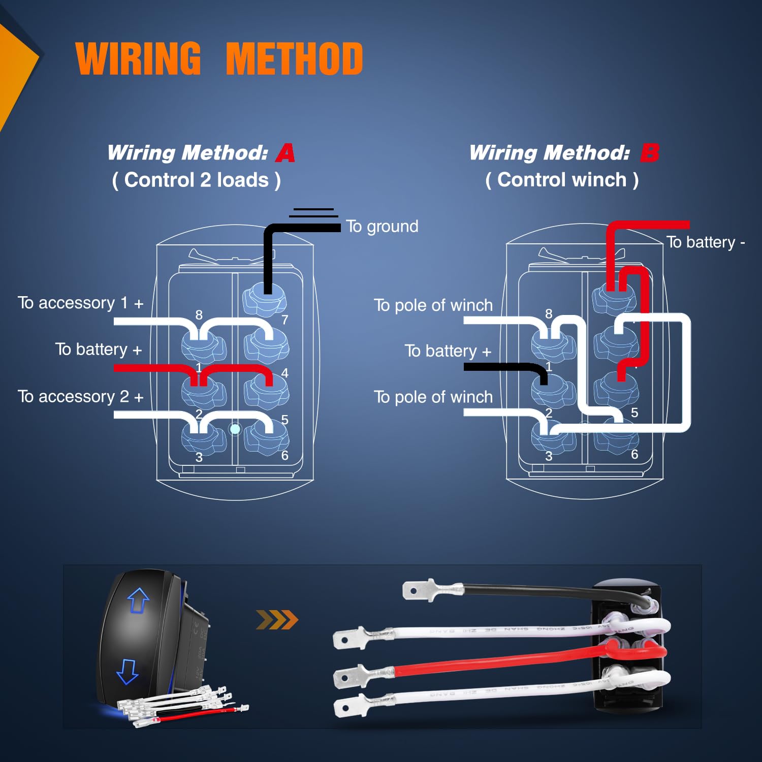 Nilight Arrows Motor Polarity Reverse Momentary Rocker Switch DPDT 20A 12V 24V 7PIN (ON) Off (ON) Switch Toggle Wire Up Down Car