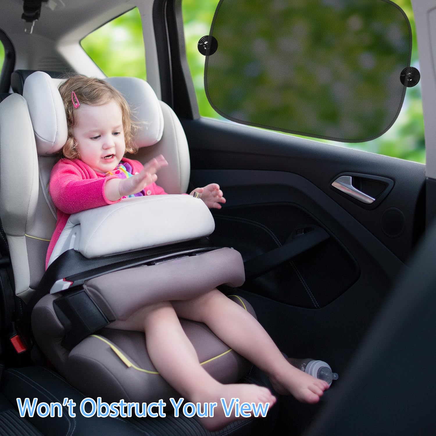 Car Window Shade for Baby (21x14), 2 Pack See-Through Car Window Shades with Suction Cups, Sun Shade Side Window Complete Ki