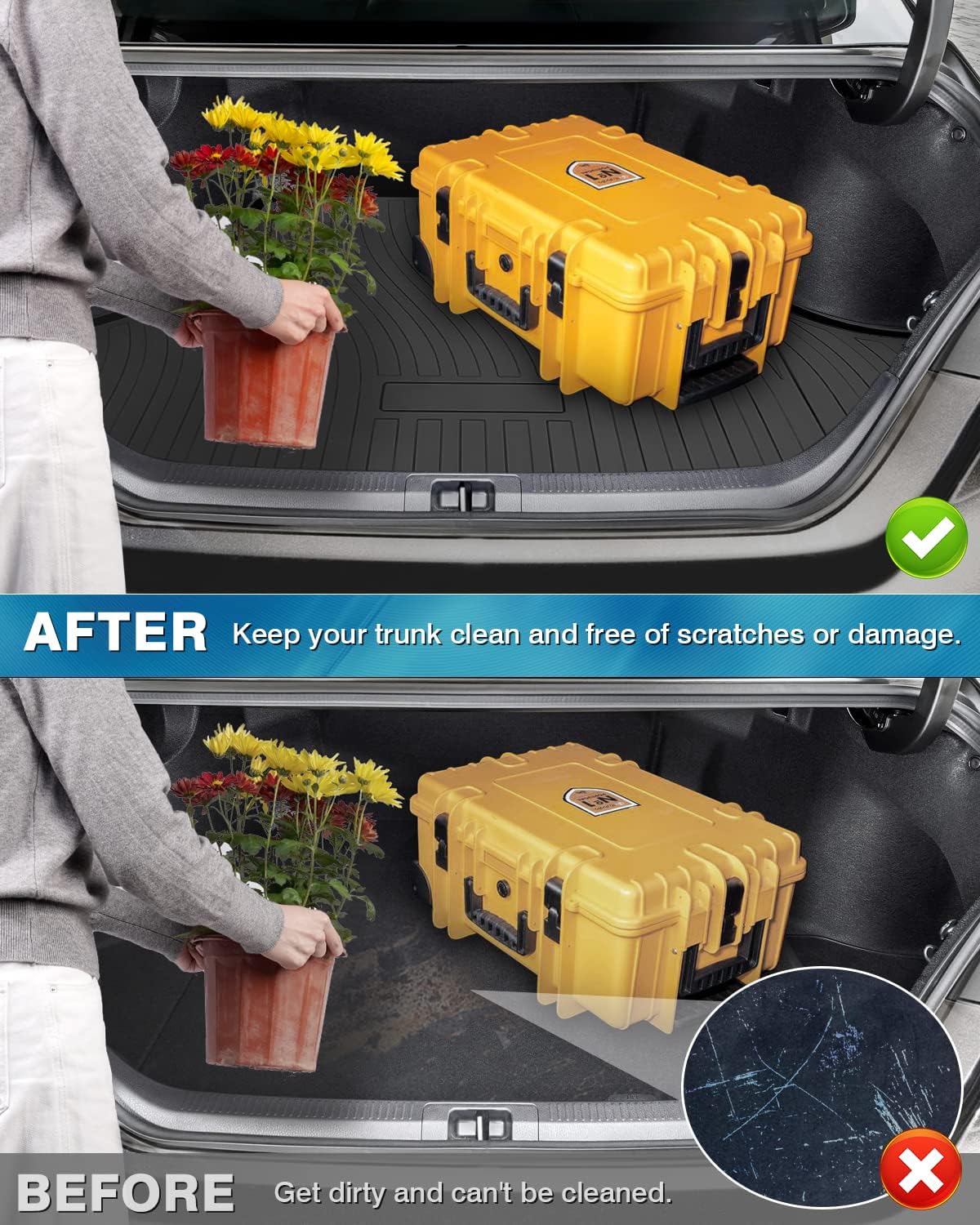 Mixsuper Custom Fit Cargo Liner for 2018-2023 2024 Toyota Camry & Avalon 2019-2022 All Weather Trunk Mat TPO Durable Odorless 3D