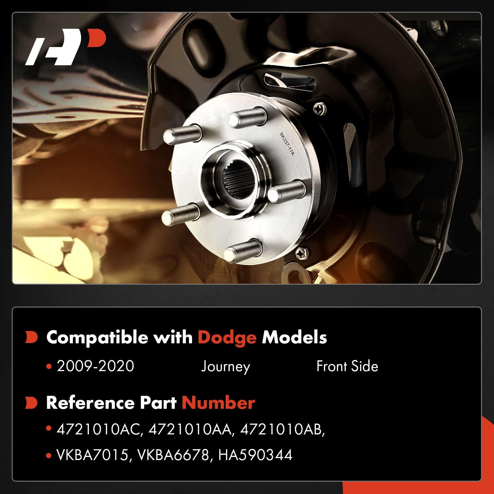 A-Premium Front Wheel Bearing and Hub Assembly with 5-Lug Compatible with Dodge Journey 2009-2020