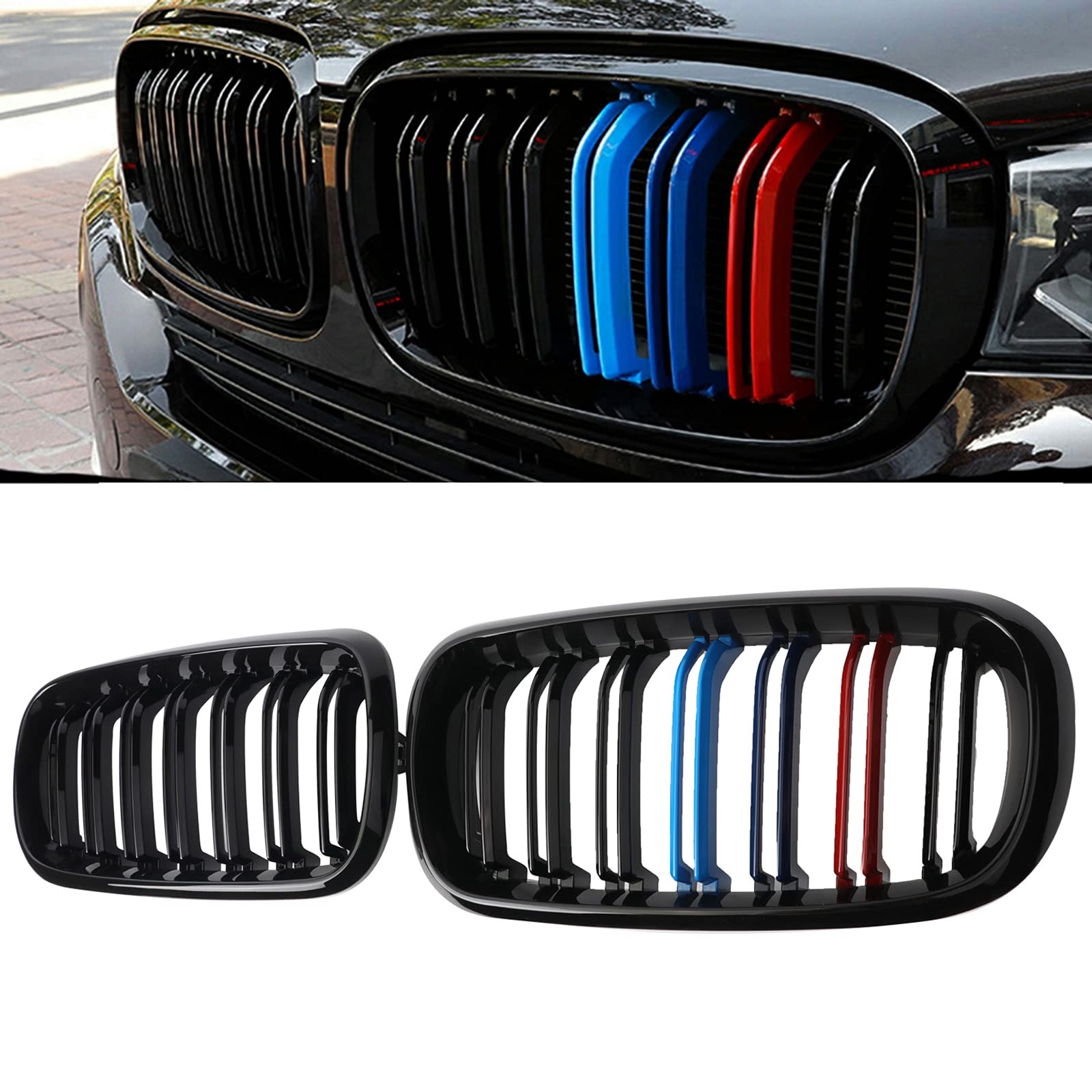 BILLDIO Grill Gloss Black M Color Compatible with 2014-2018 X5 F15 X6 F16(ABS M Color Gloss Black Kidney Grille