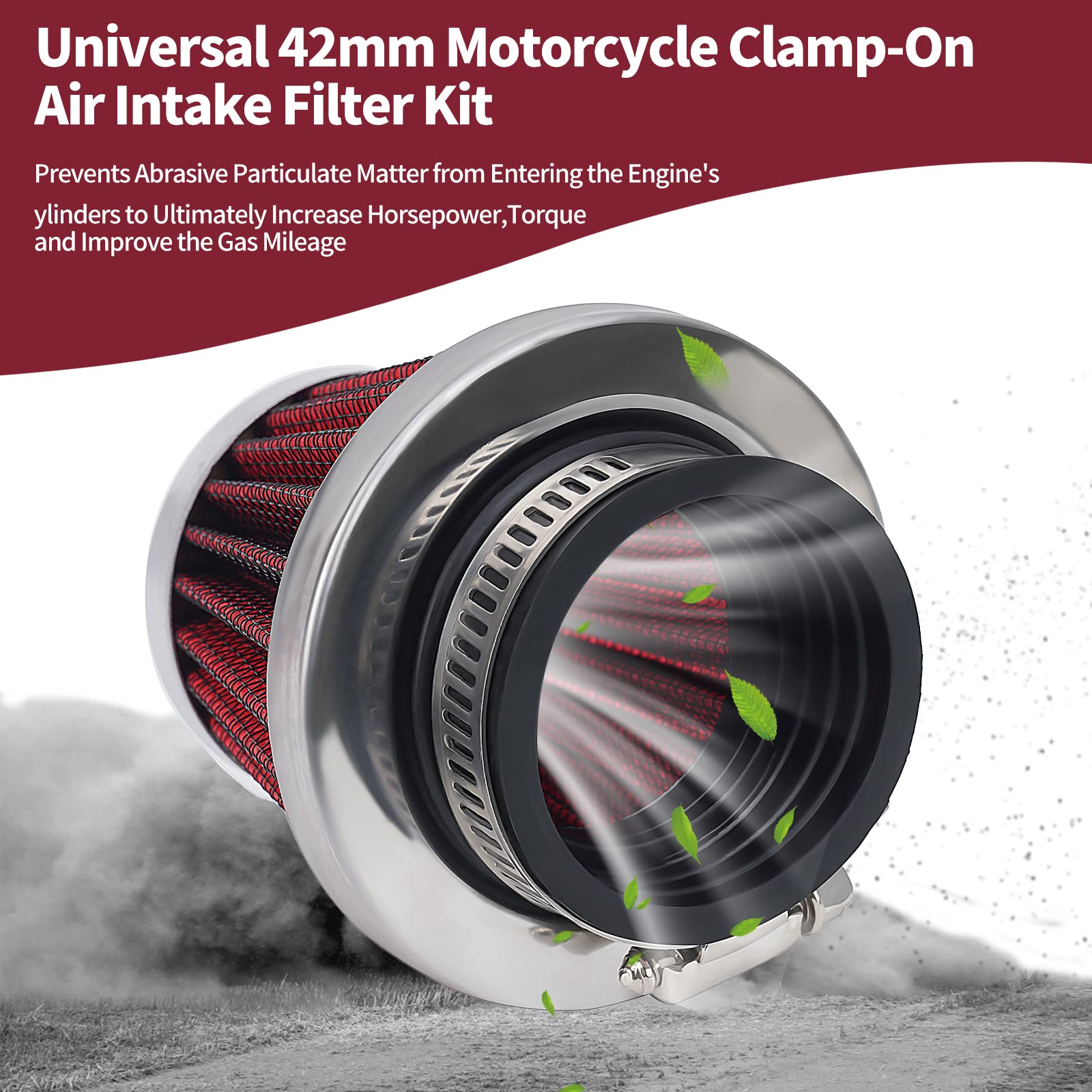 Ahl Red 42Mm Warehouse Performance Air Filter Pod / 150Cc-250Cc Motorcycle Scooter Atv Dirt Bike(1Pc)