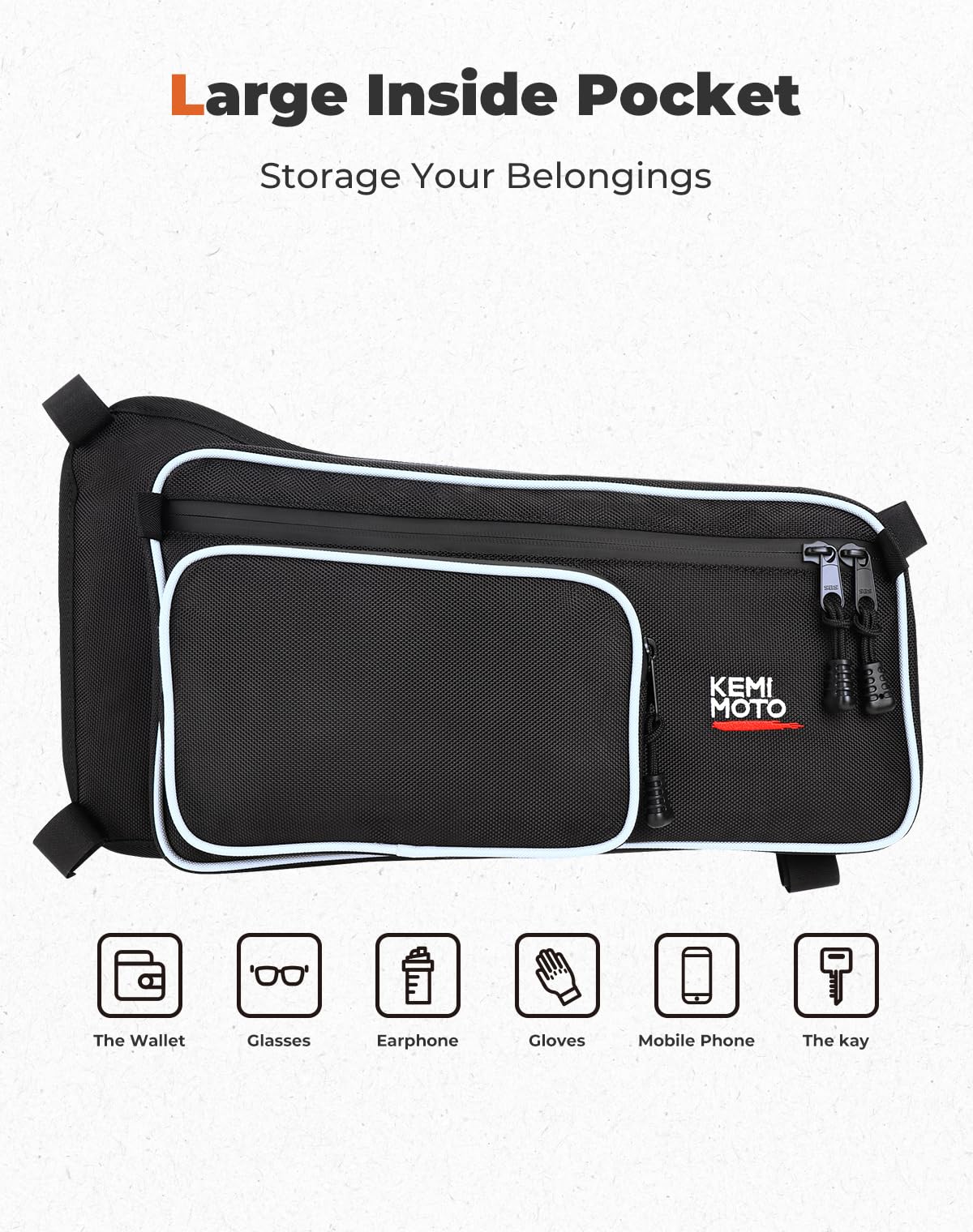 KEMIMOTO X3 MAX Rear Door Bags, Door Bag Storage Tool Bag (1 Pair), Compatible with 2017-2025 Can-Am Maverick X3 MAX X RS DS MR