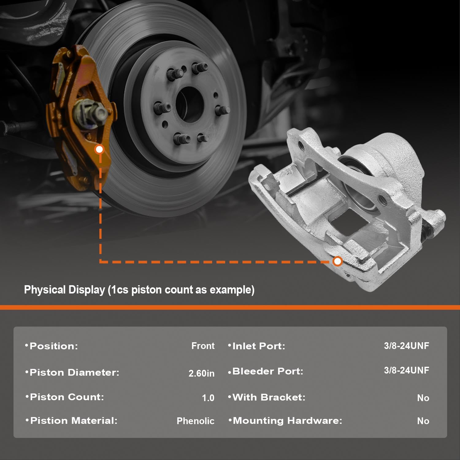 Anpulsero Front Disc Brake Caliper Assembly Without Bracket Compatible with Select Jeep Models - 1990-2006 Wrangler, 1990-2001 C