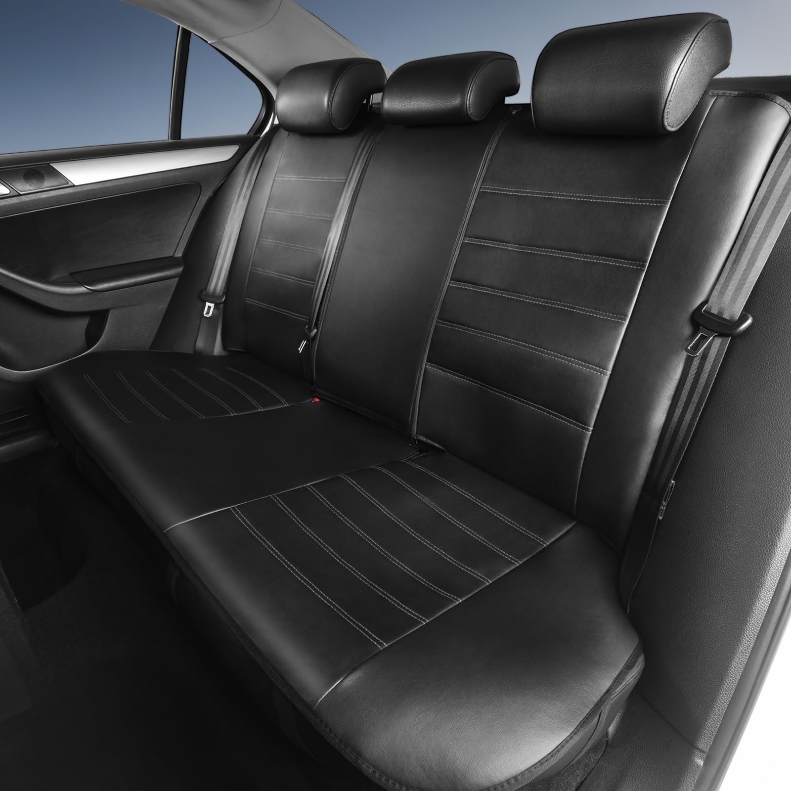 Toyoun Classic Universal Pu Leather Car Seat Covers Full Set Fit Most Cars Trucks Suvs Or Vans Gray High Back Front Bucket And R