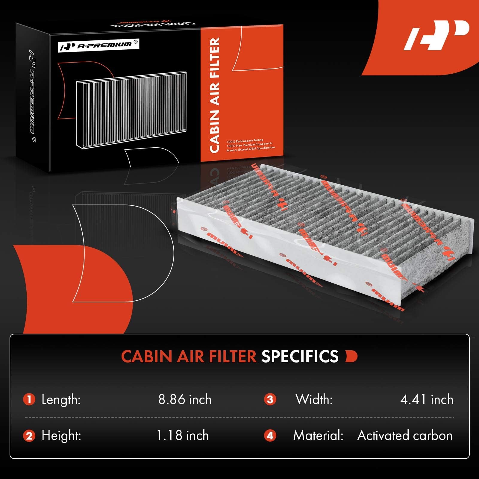 A-Premium 2-Pc Cabin Air Filter W/Activated Carbon Compatible With Honda & Acura Model - Civic (01-05), Cr-V (02-06), Element (03-11), Csx (06), El (97-00 02-05), Rsx (02-06)