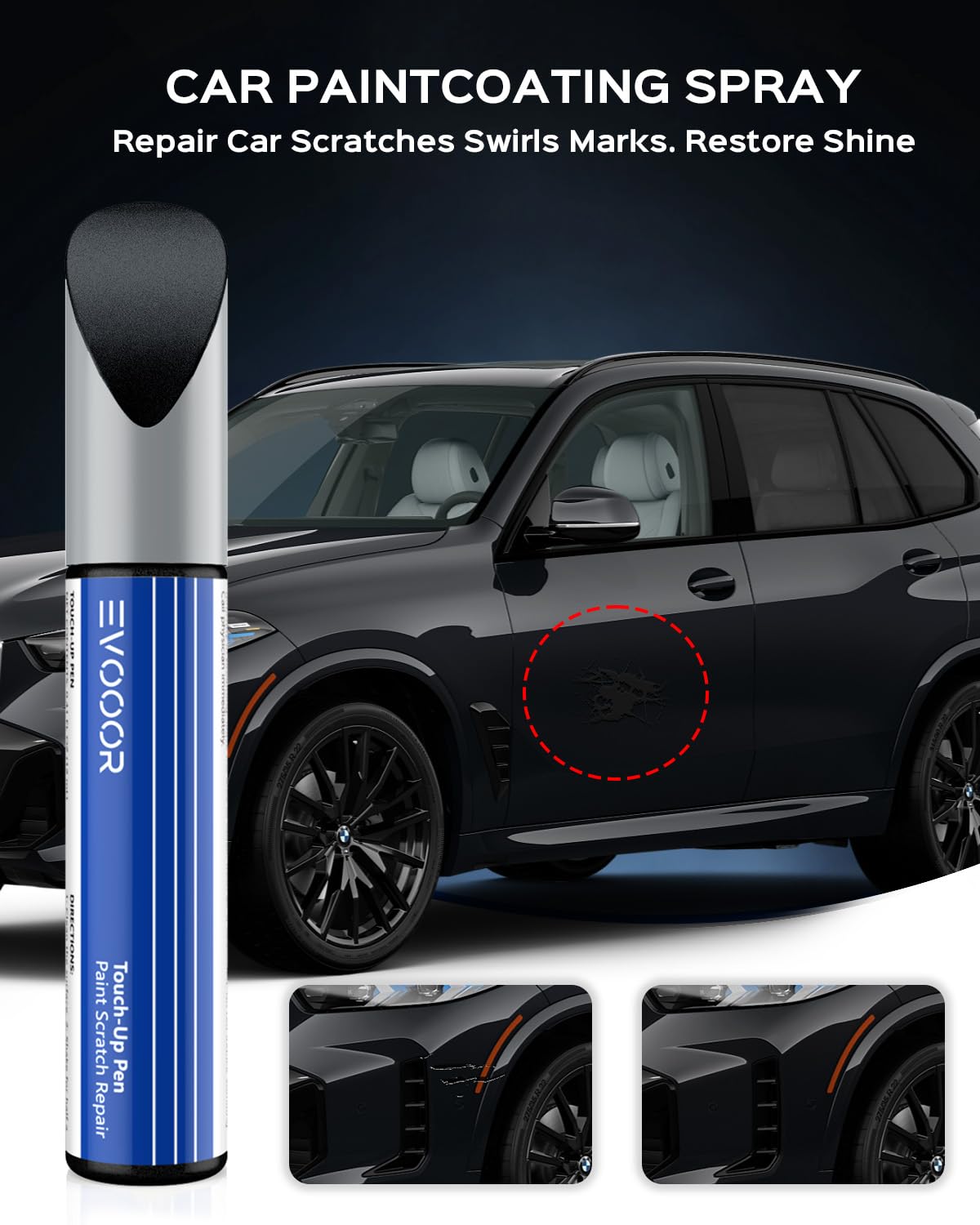 Touch Up Paint For Bmw, Carbon Black Metallic (416) Exact Match Touch Up Paint Car Scratch Repair(Carbon Black Metallic For X4/X