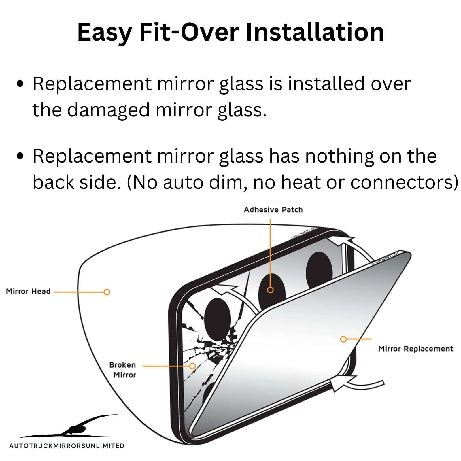 Mirror Glass Replacement + Silicone For 2014-2019 Mercedes-Benz Cla250 Passenger Side - Blind Spot (2015 2016 2017 2018 14 15 16 17 18 19)