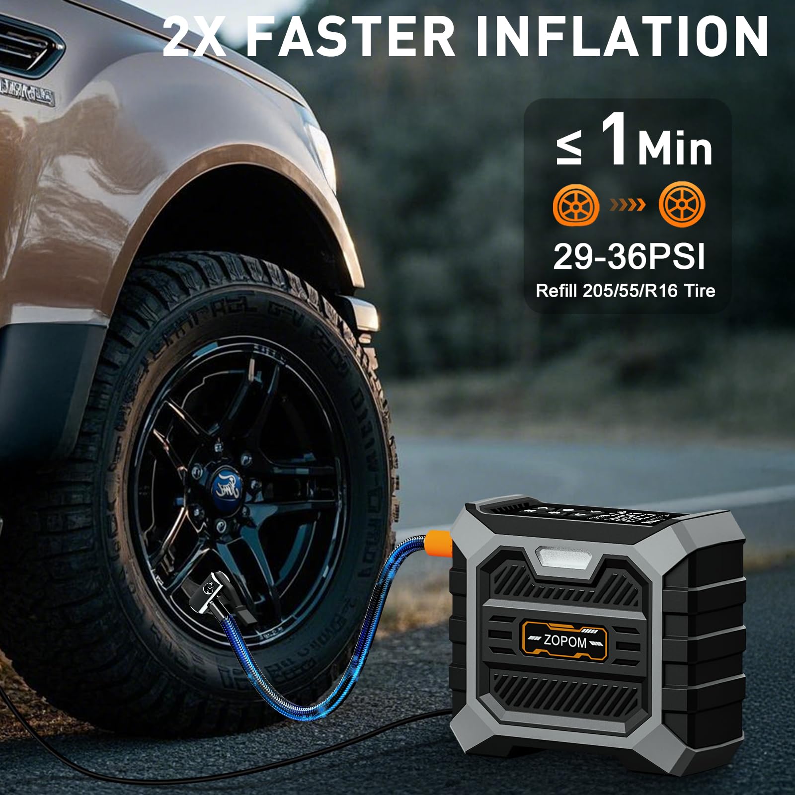 Tire Inflator Portable Air Compressor DC 12V Air Compressor Portable with Digital Pressure Gauge Air Pump for Car Tires - Car Ac