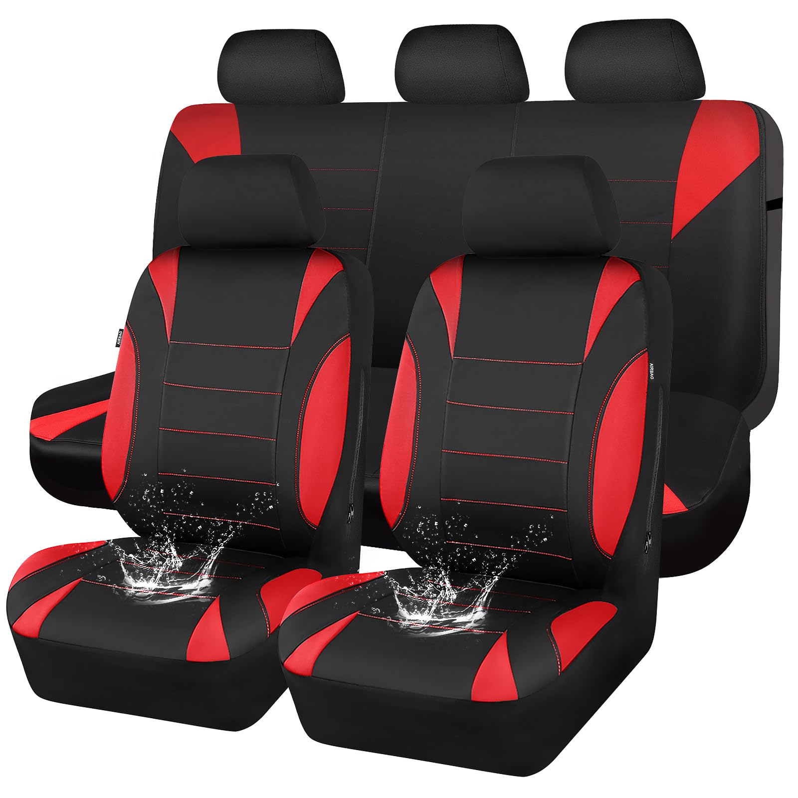 CAR PASS Neoprene Wetsuit Seat Covers, Waterproof Car Seat Covers Full Sets with 5mm Composite EVA, Universal Fit for Car,Sedan,