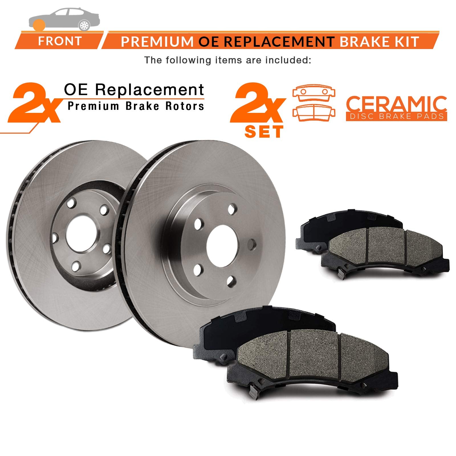 [Front] Max Brakes Premium Oe Rotors With Carbon Ceramic Pads Kt007241-1